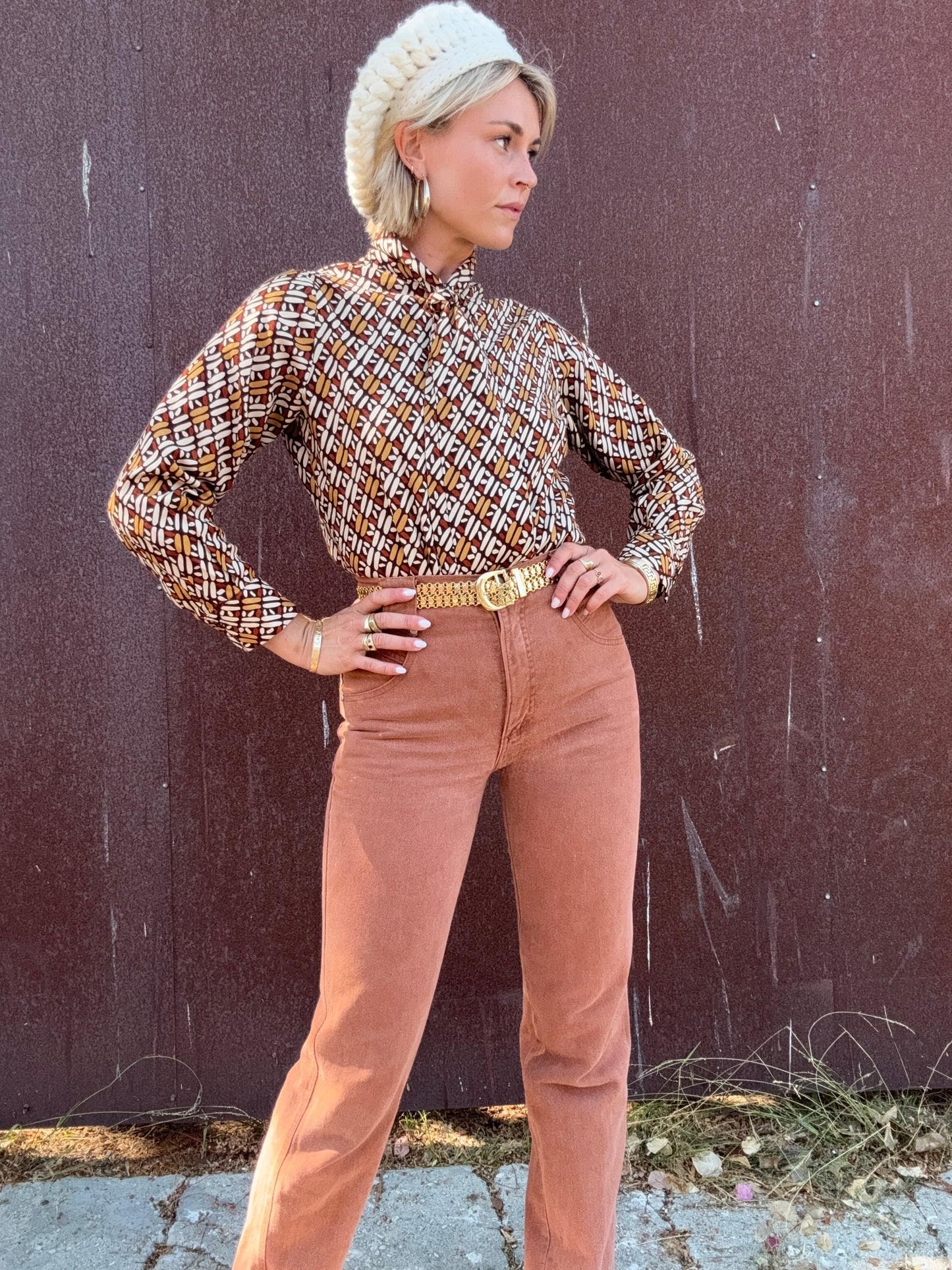 The Cynthia 1970s Pussy Bow Blouse