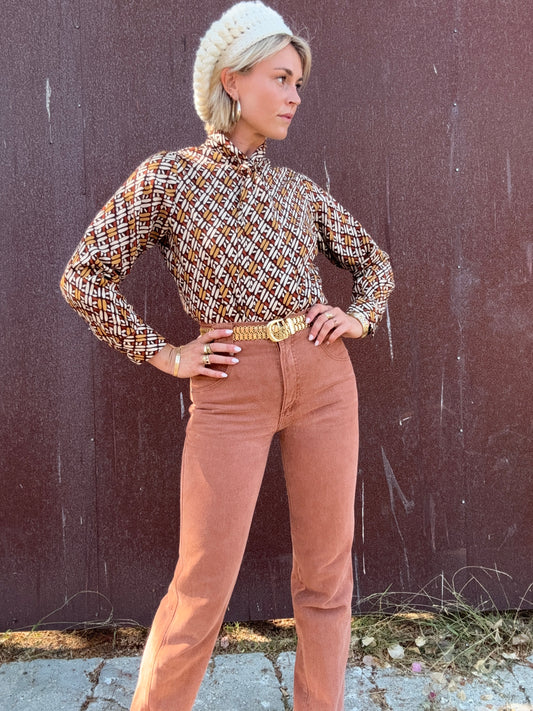 The Cynthia 1970s Pussy Bow Blouse