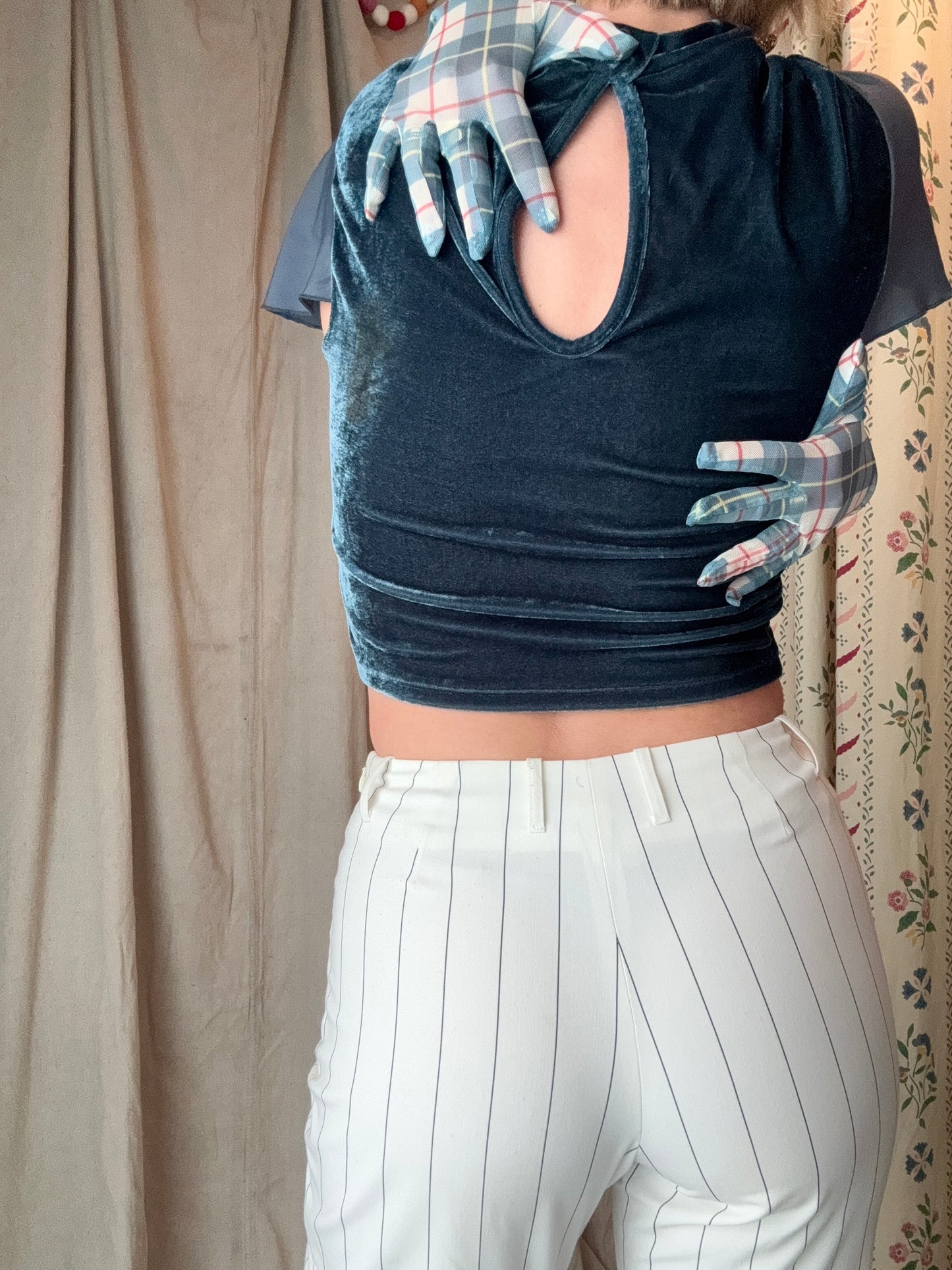 Vintage Plaid Opera Gloves