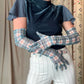Vintage Plaid Opera Gloves