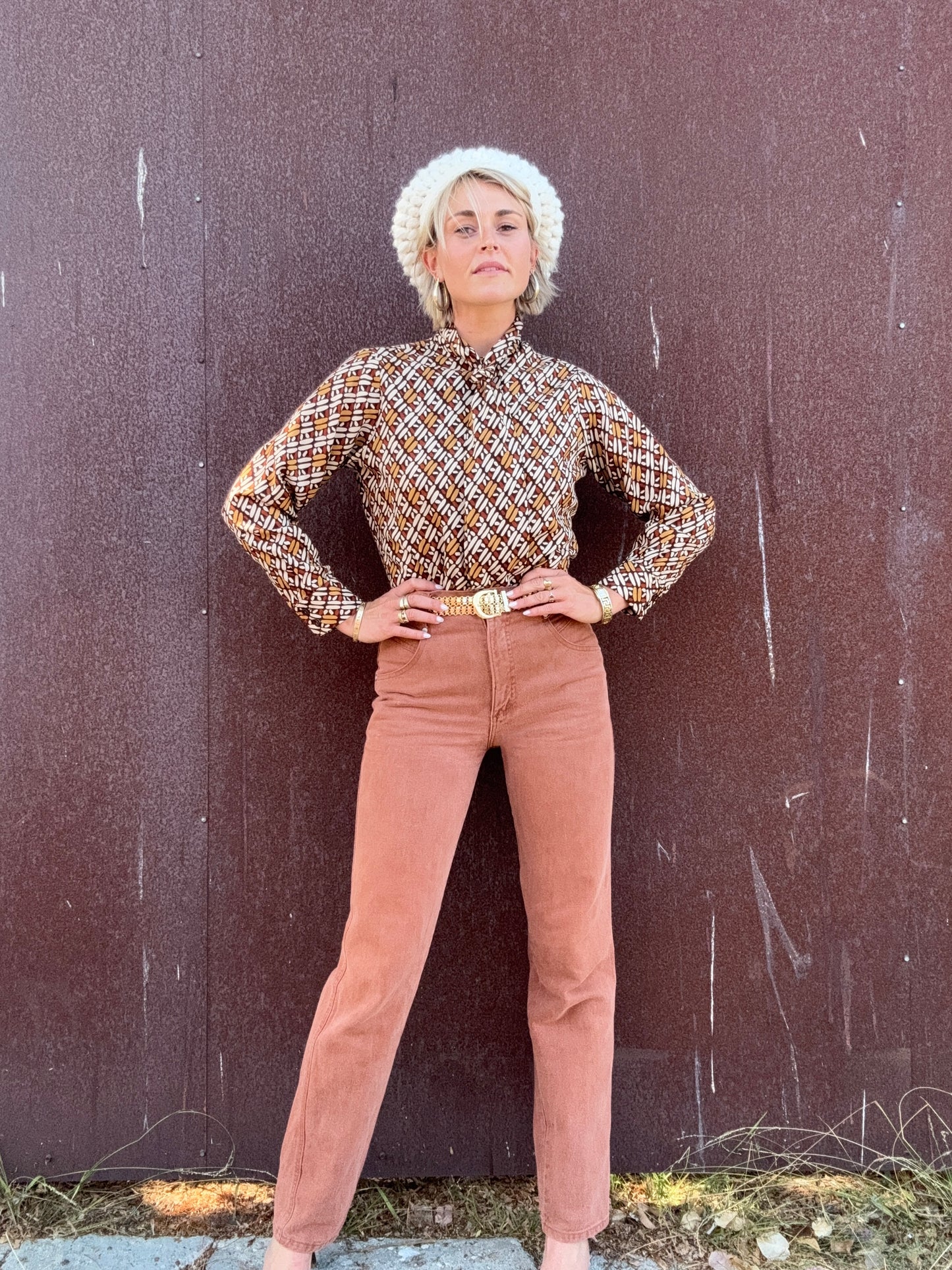 The Cynthia 1970s Pussy Bow Blouse