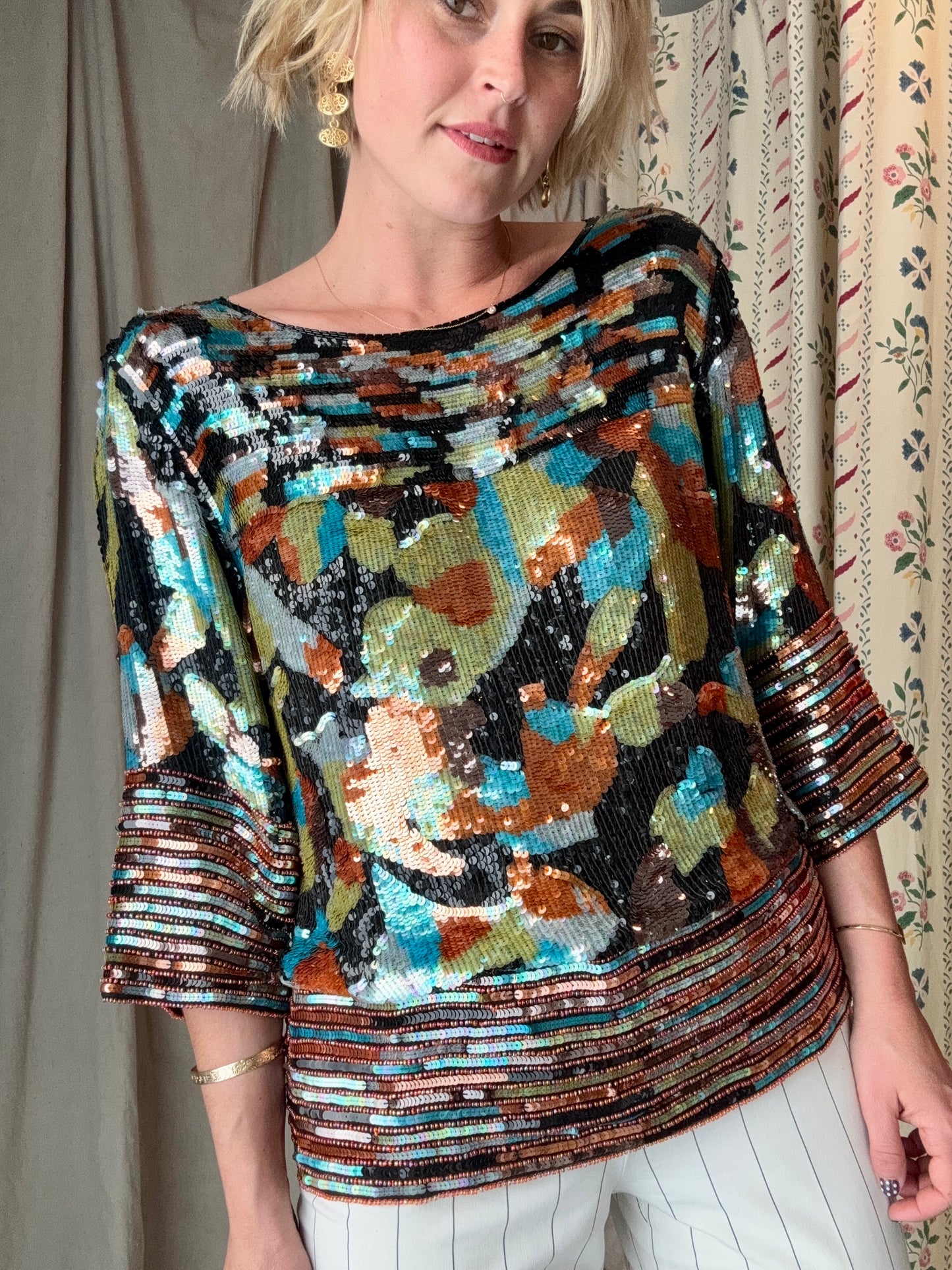 The Neiman Marcus 1980s Sequin Silk Top