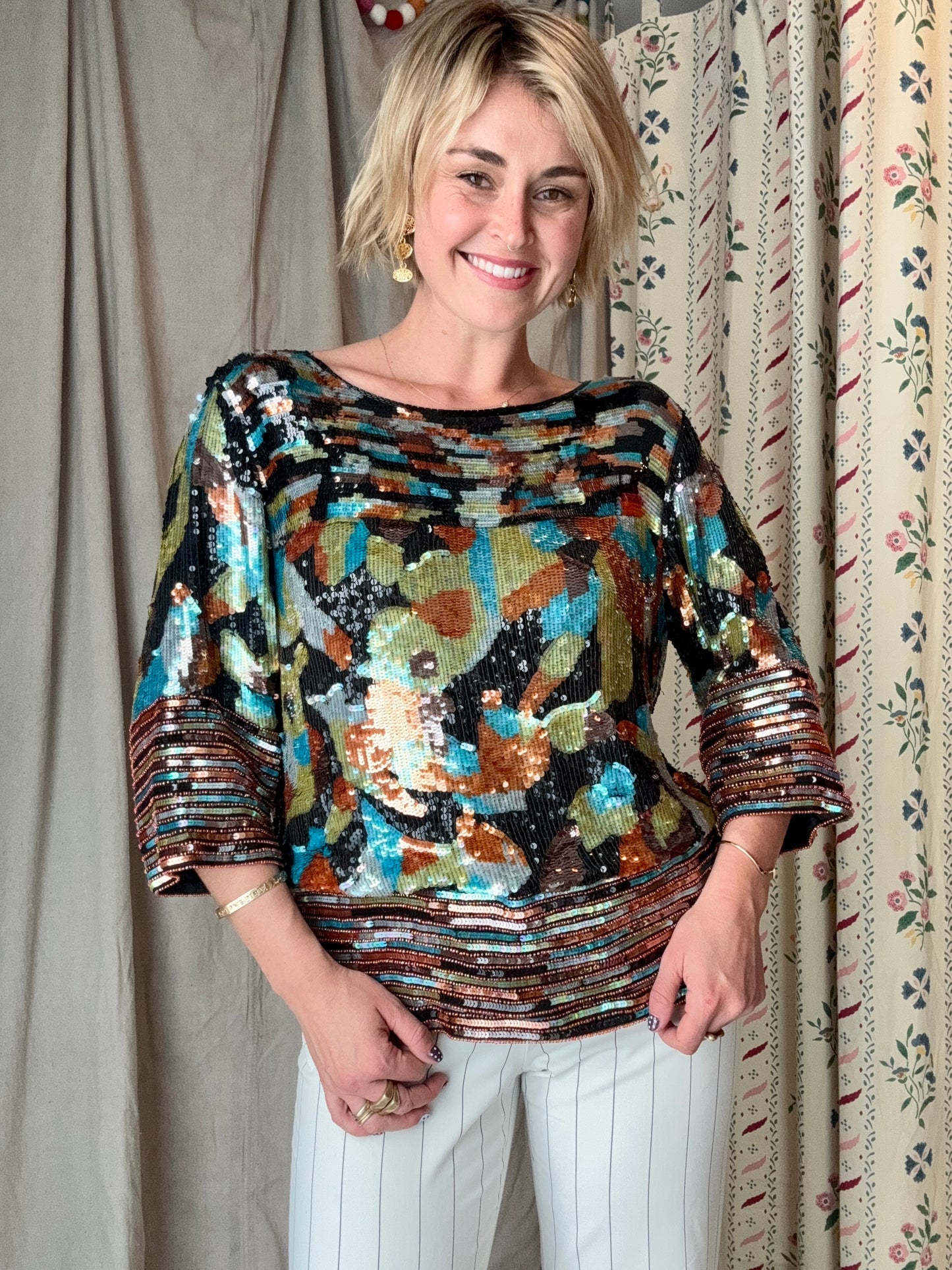 The Neiman Marcus 1980s Sequin Silk Top