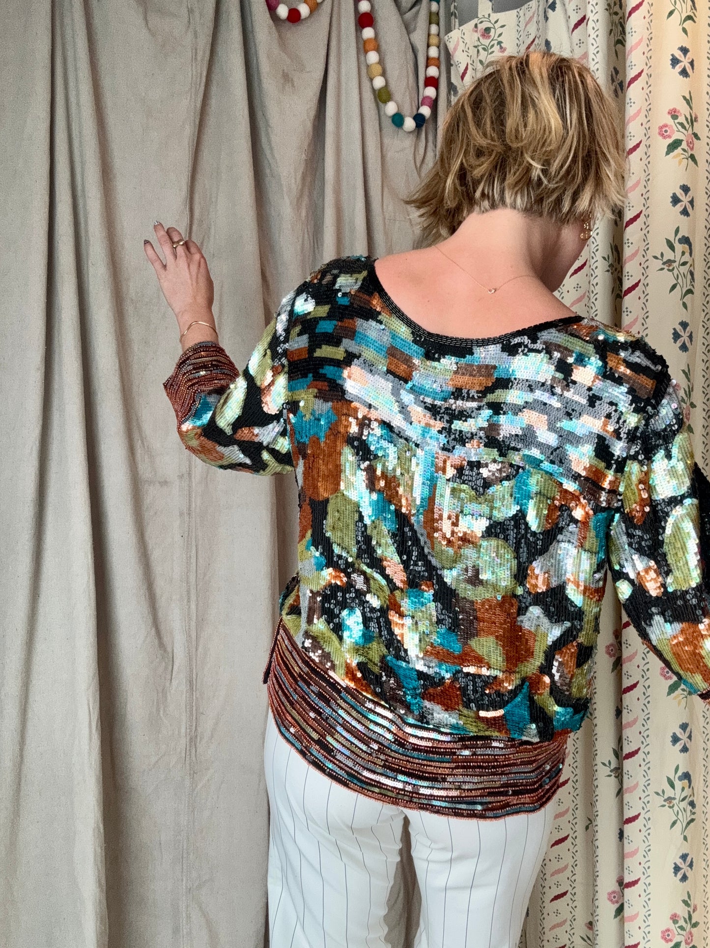 The Neiman Marcus 1980s Sequin Silk Top