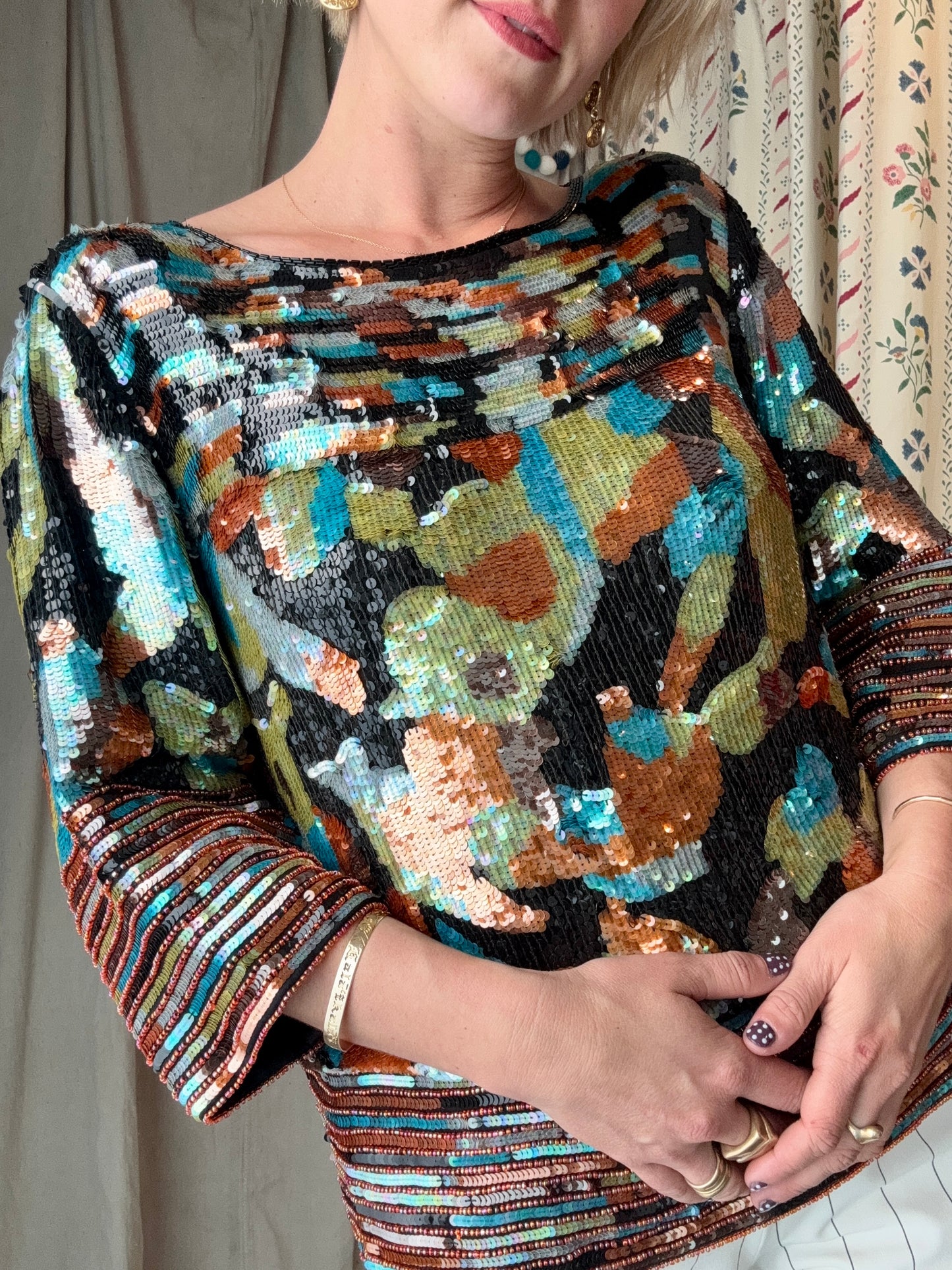 The Neiman Marcus 1980s Sequin Silk Top