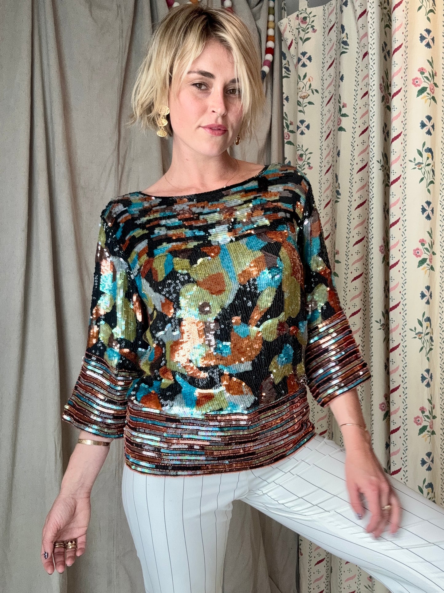 The Neiman Marcus 1980s Sequin Silk Top