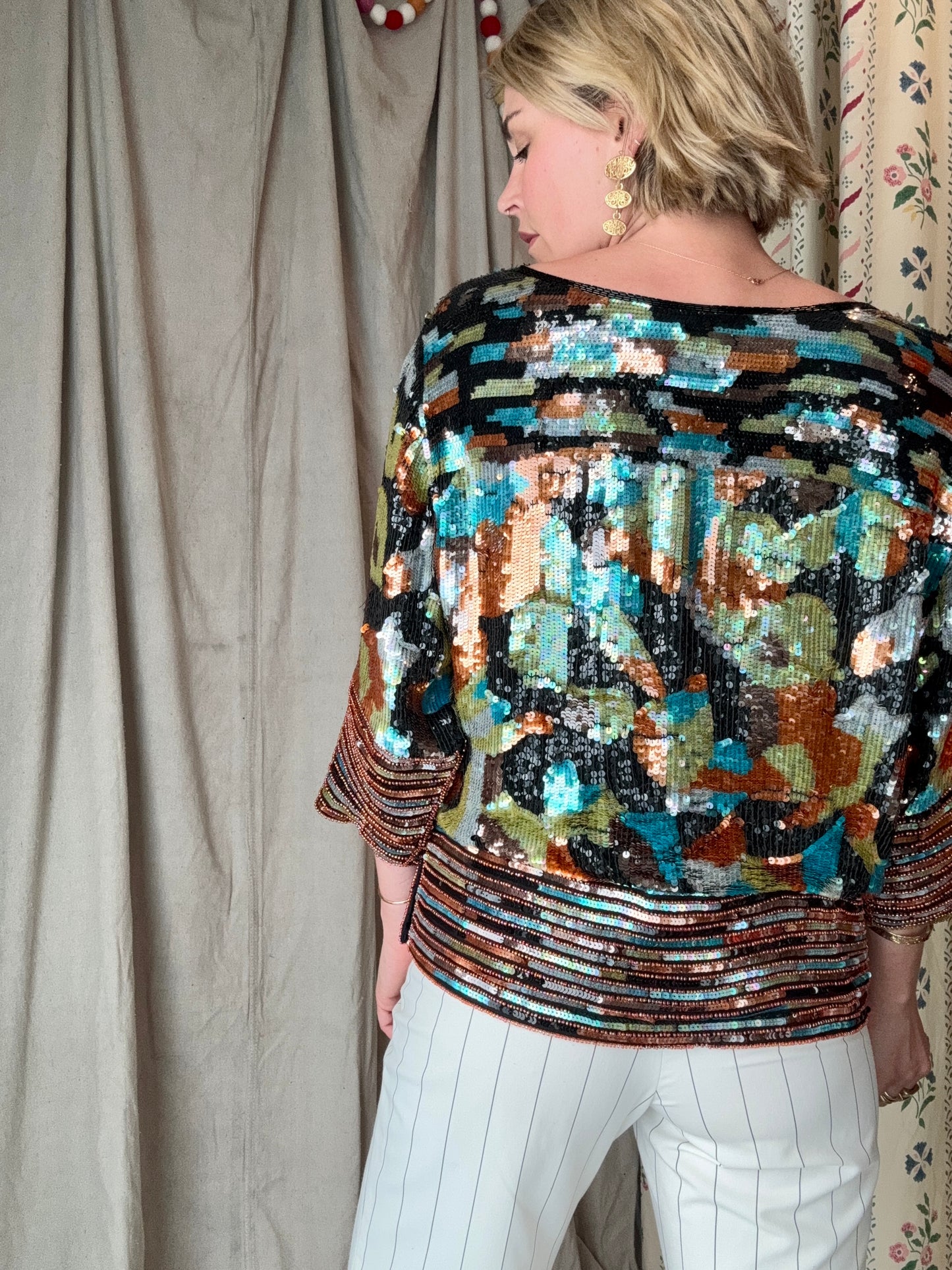 The Neiman Marcus 1980s Sequin Silk Top