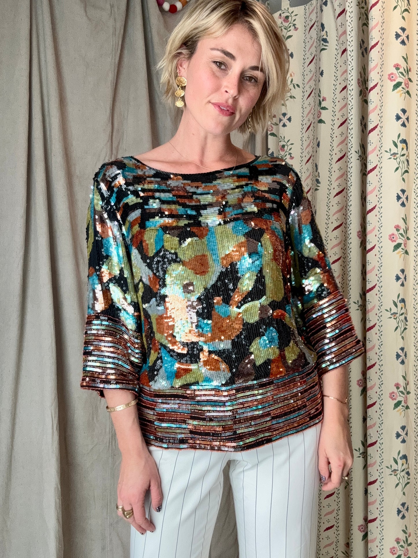 The Neiman Marcus 1980s Sequin Silk Top