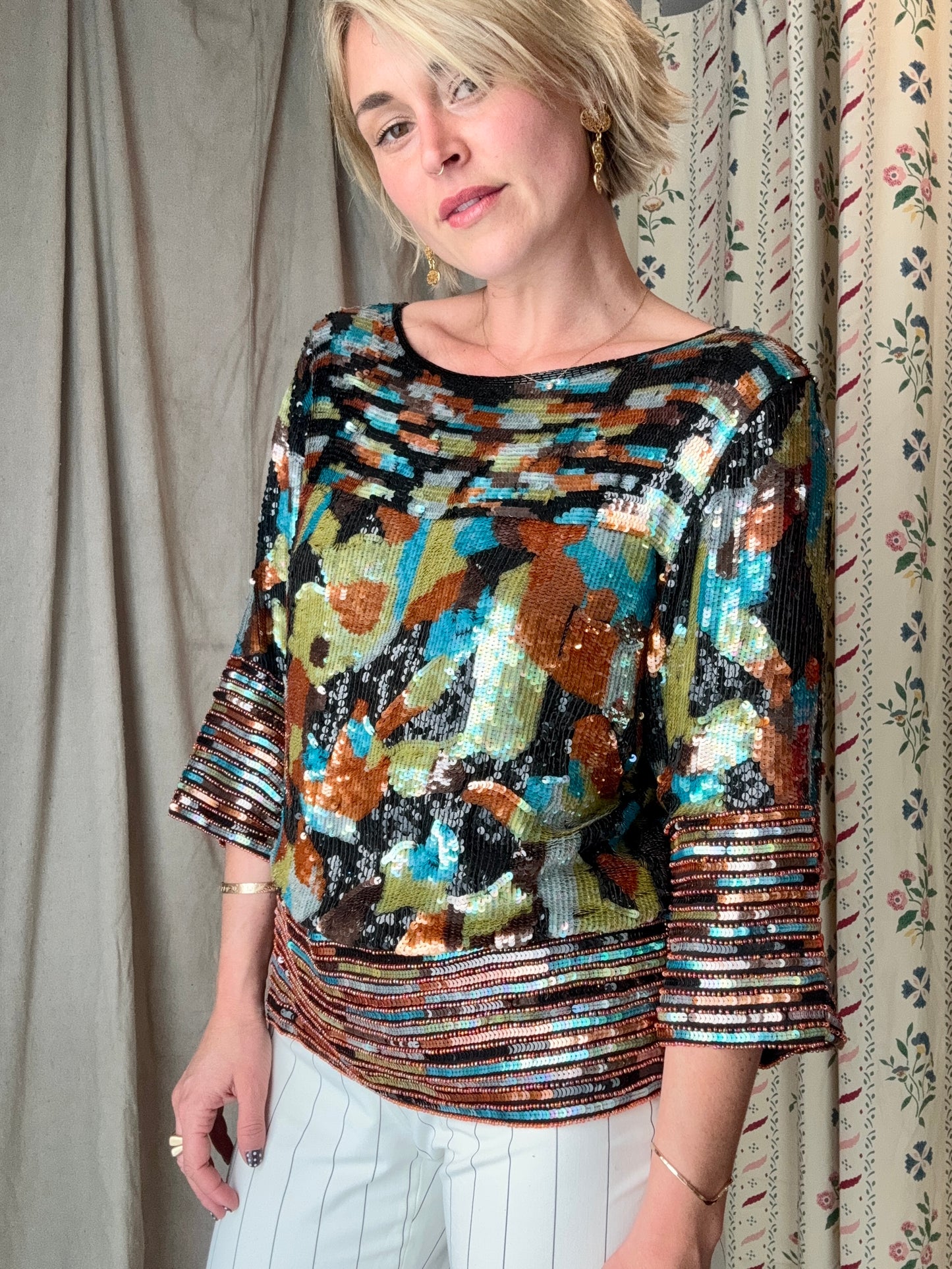 The Neiman Marcus 1980s Sequin Silk Top