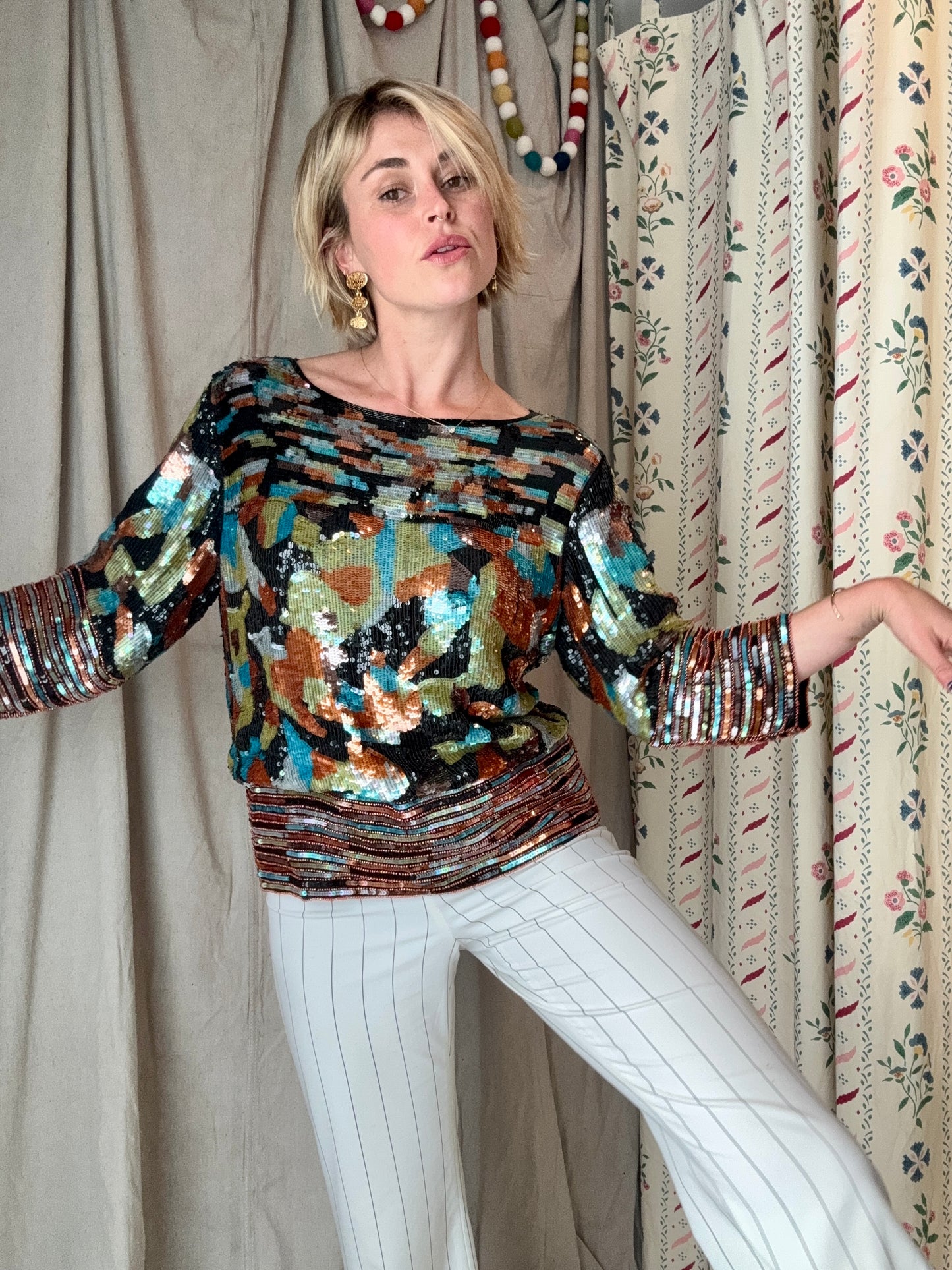 The Neiman Marcus 1980s Sequin Silk Top