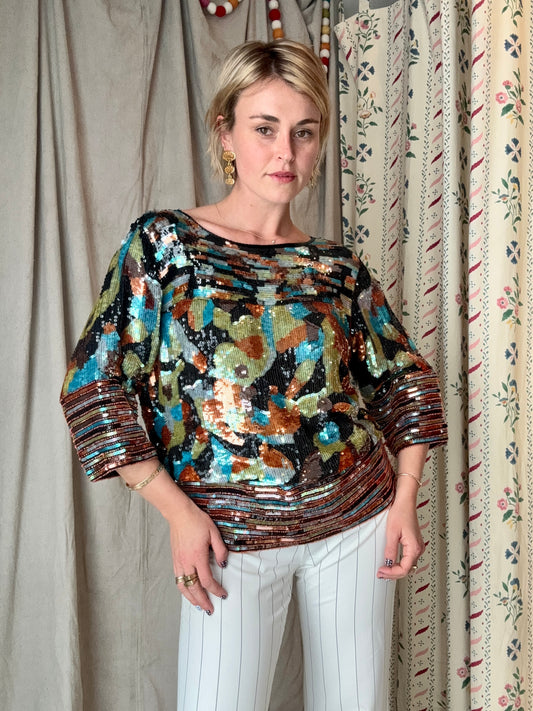 The Neiman Marcus 1980s Sequin Silk Top