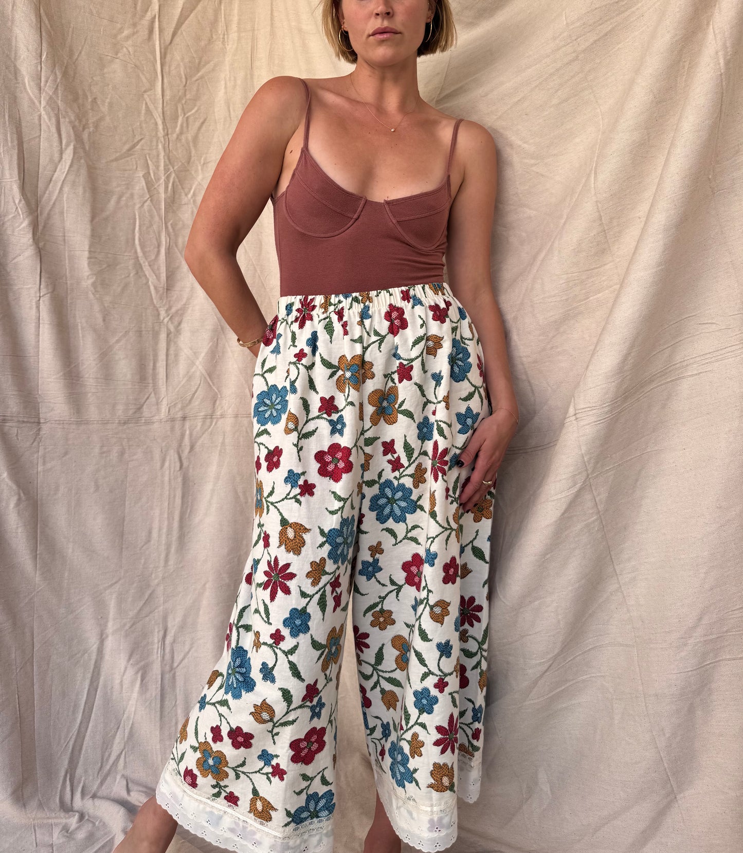 The Lady Jane 1940s Flower Feedsack Pants