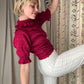 The Dinah 1980s Ruffled Knit Sweater