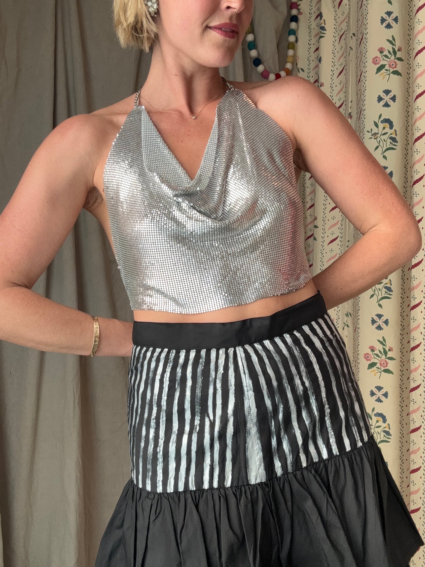 The Eloise Hand Painted Silk Ruffle Skirt