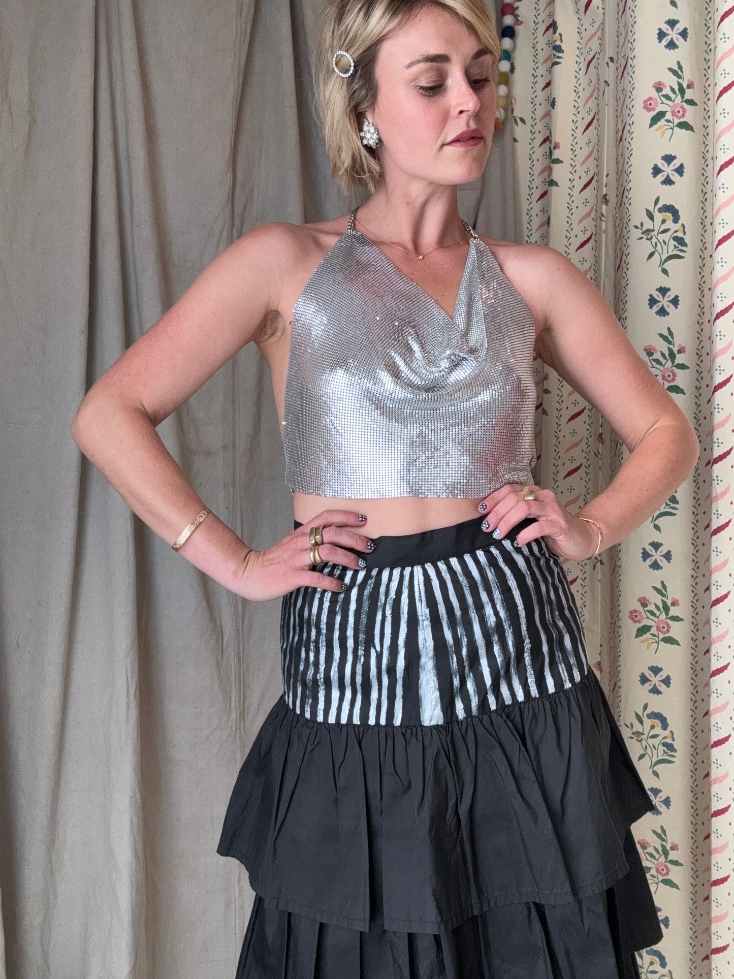 The Eloise Hand Painted Silk Ruffle Skirt