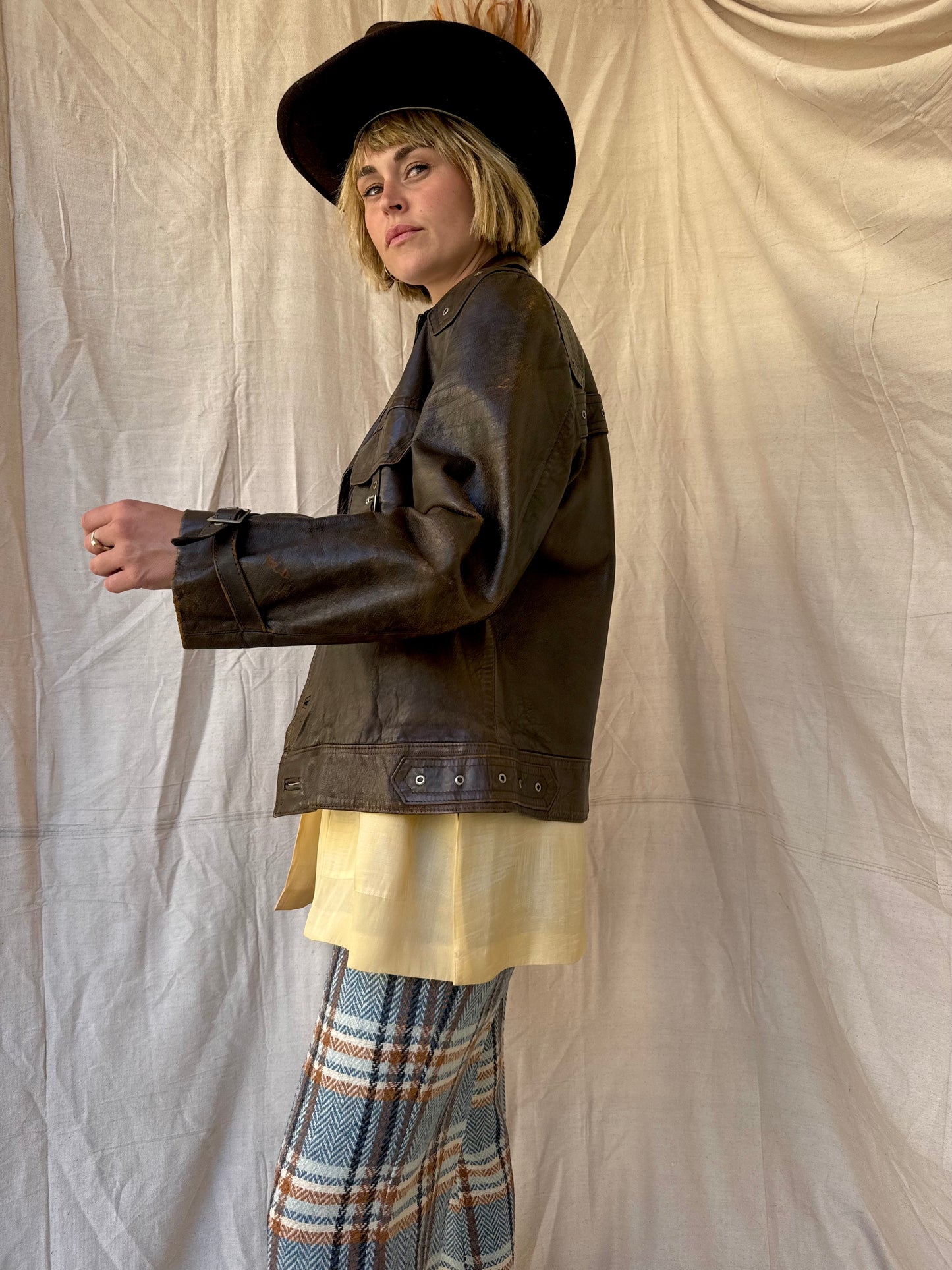 The Brenda 1970s Vintage Moto Jacket