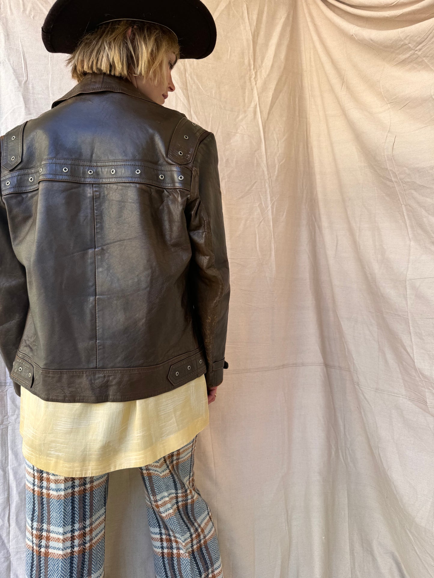 The Brenda 1970s Vintage Moto Jacket