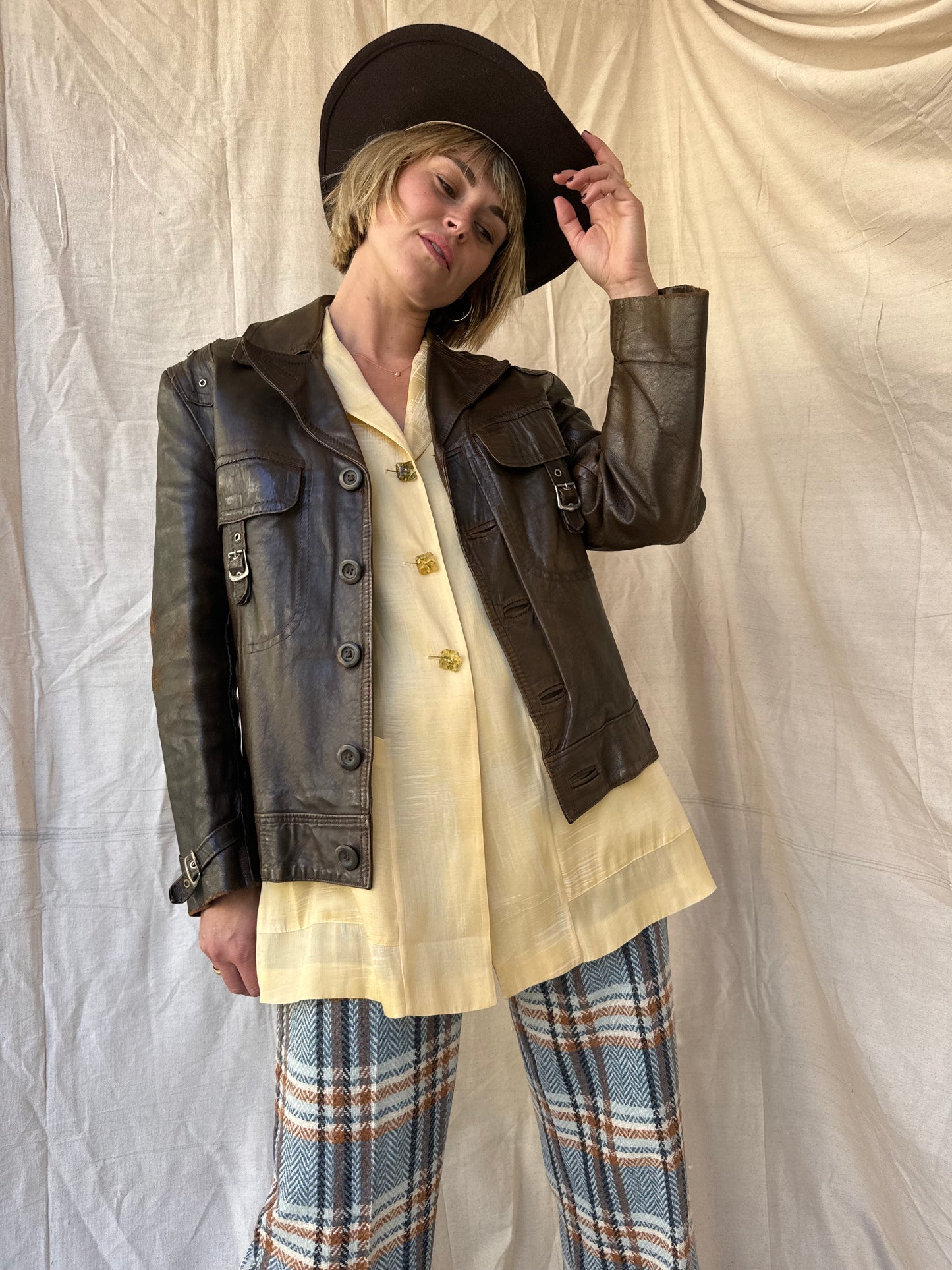 The Brenda 1970s Vintage Moto Jacket