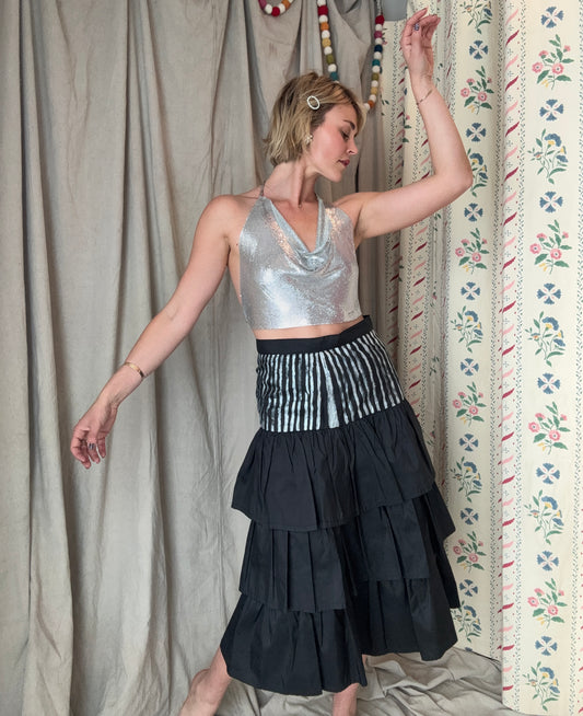The Eloise Hand Painted Silk Ruffle Skirt