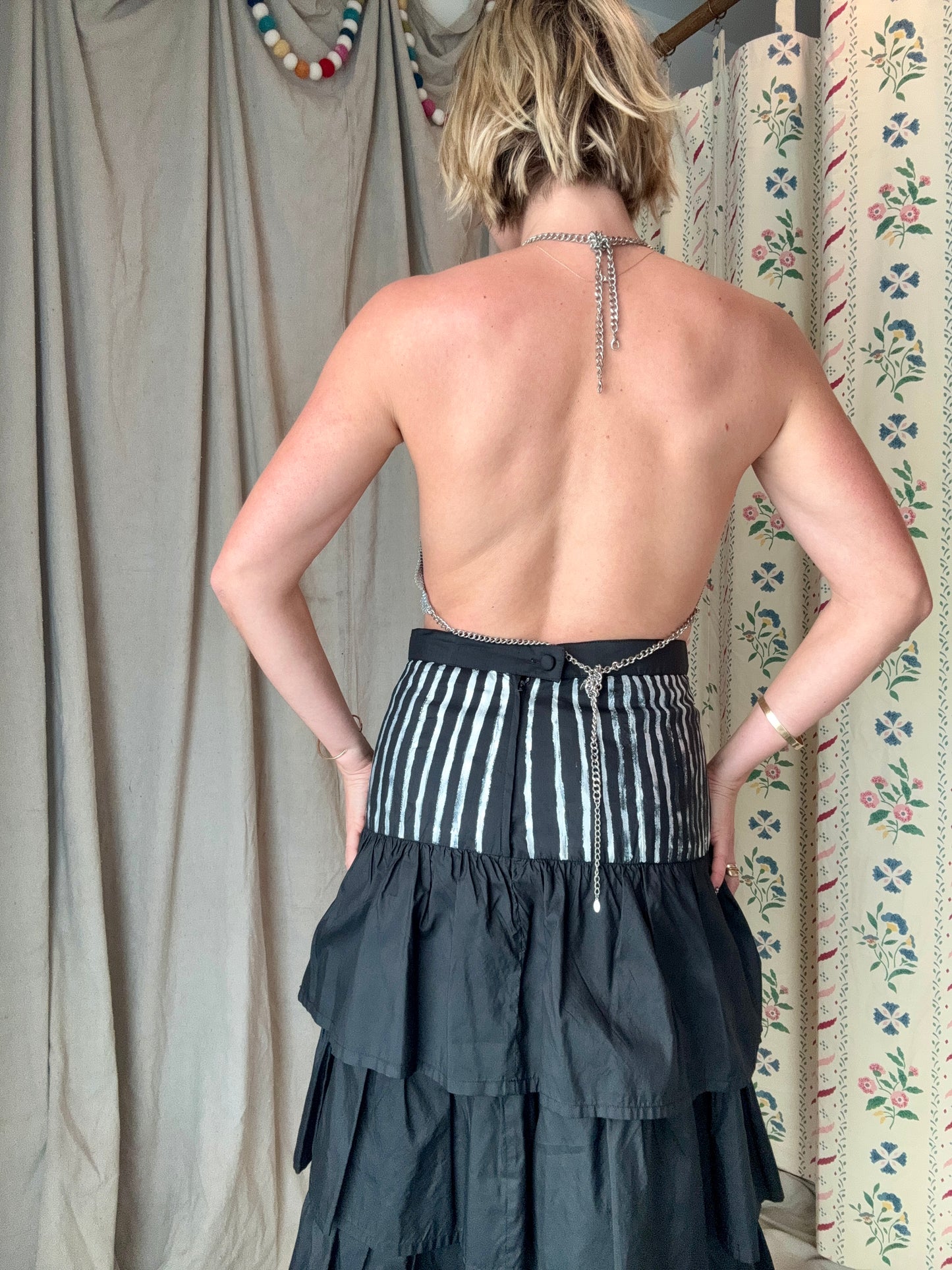 The Eloise Hand Painted Silk Ruffle Skirt