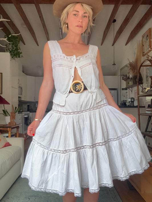 The Clara Antique French Cotton Skirt
