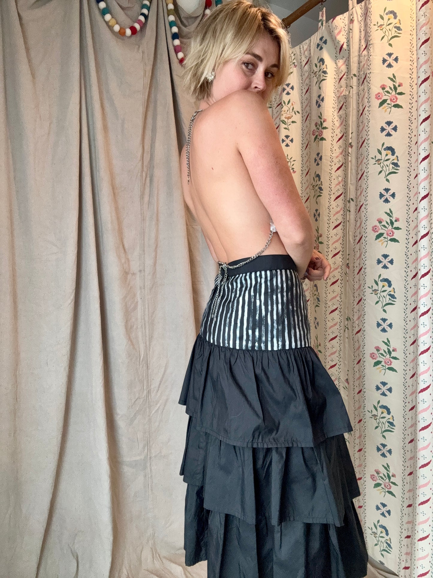 The Eloise Hand Painted Silk Ruffle Skirt