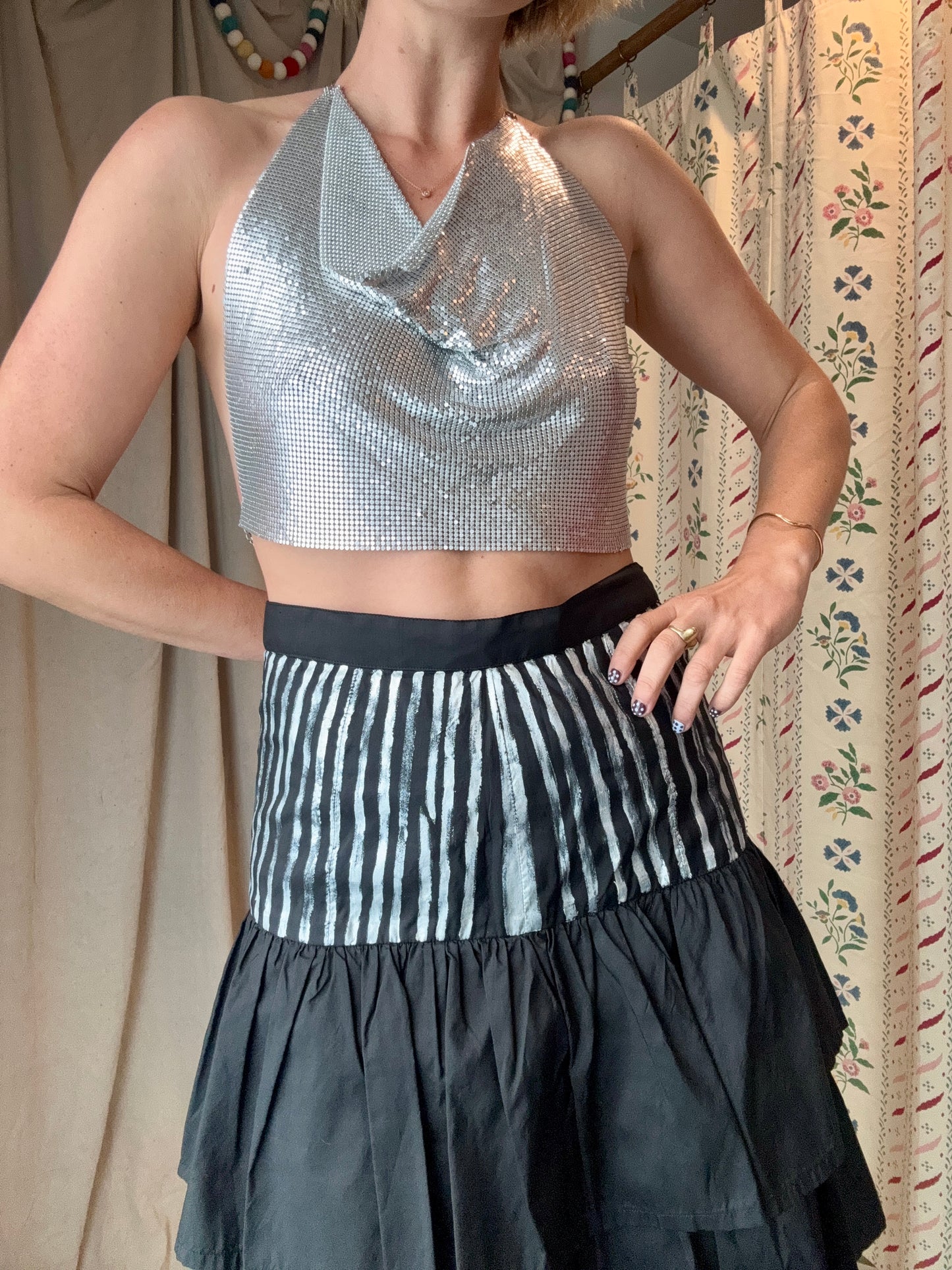 The Eloise Hand Painted Silk Ruffle Skirt