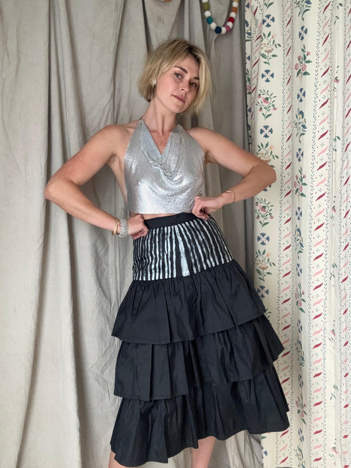 The Eloise Hand Painted Silk Ruffle Skirt