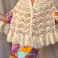 The Aislynn 1970s Handknit Wool Poncho Cape