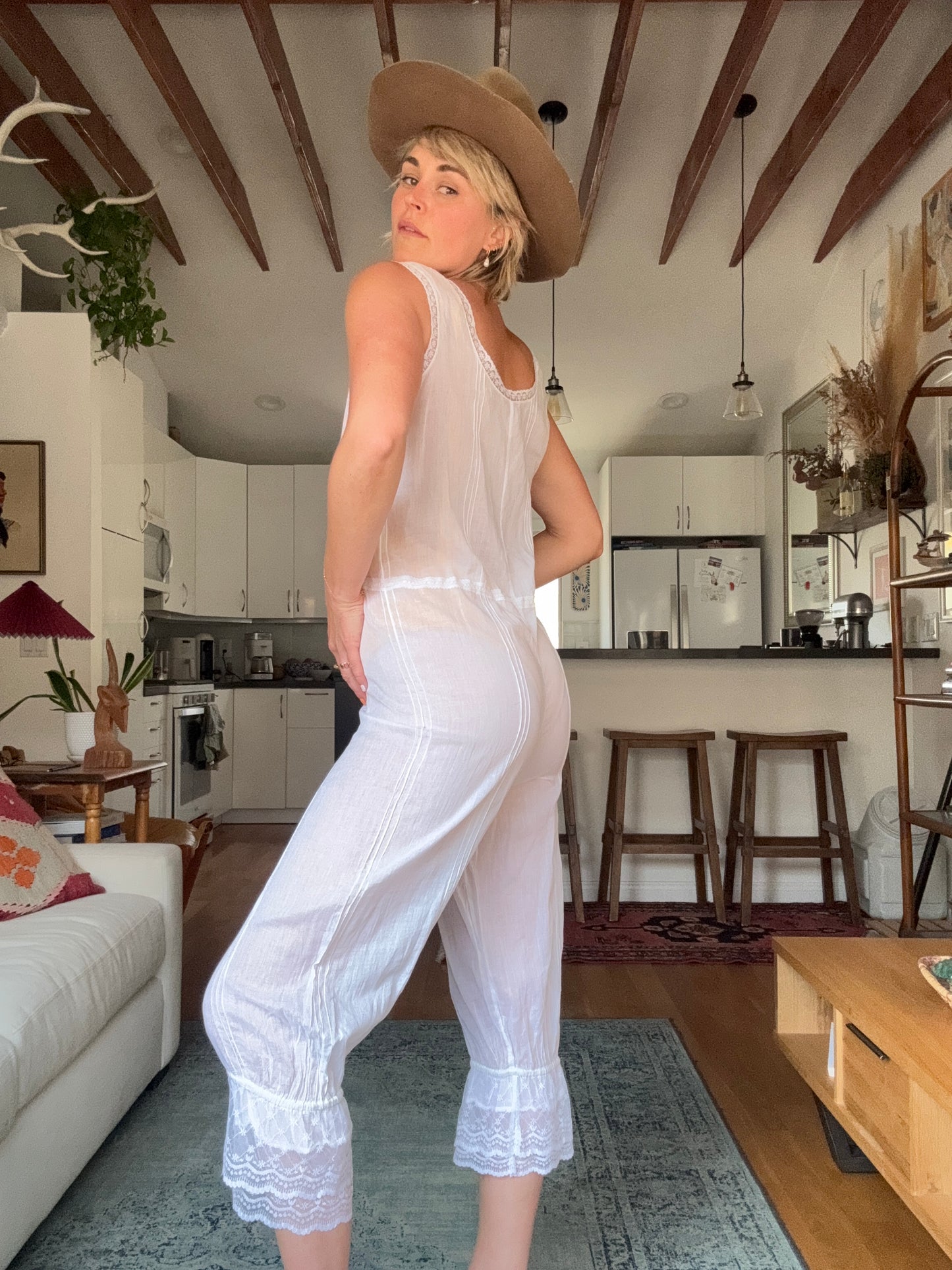 The Eileen Antique Cotton Bloomer Romper