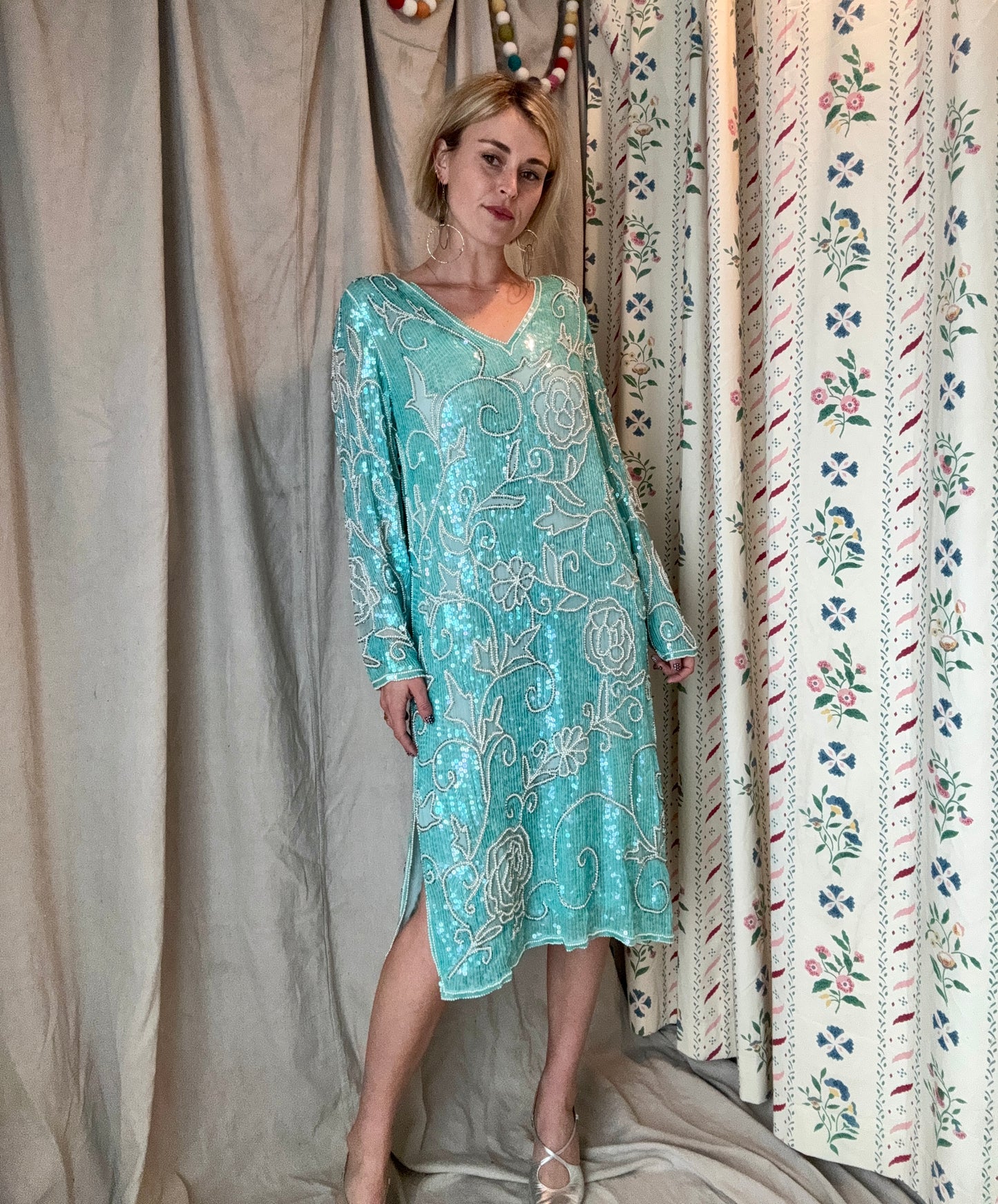 The Delphine 1980s Sequin Silk Gown