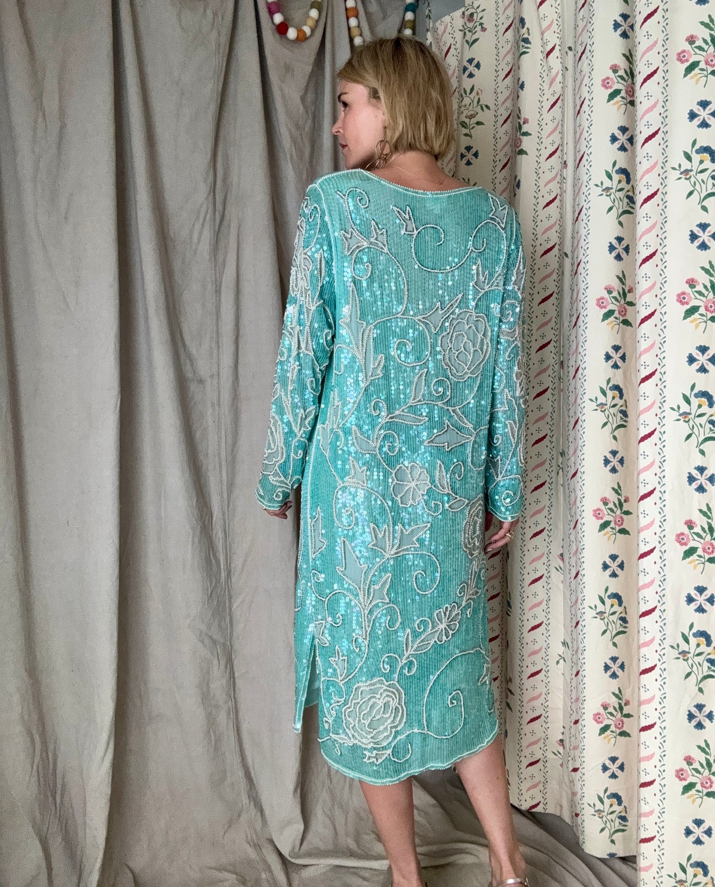 The Delphine 1980s Sequin Silk Gown