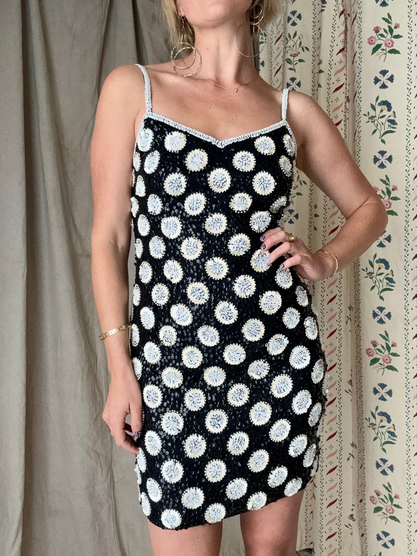 The Bella 1990s Sequin Silk Mini Dress