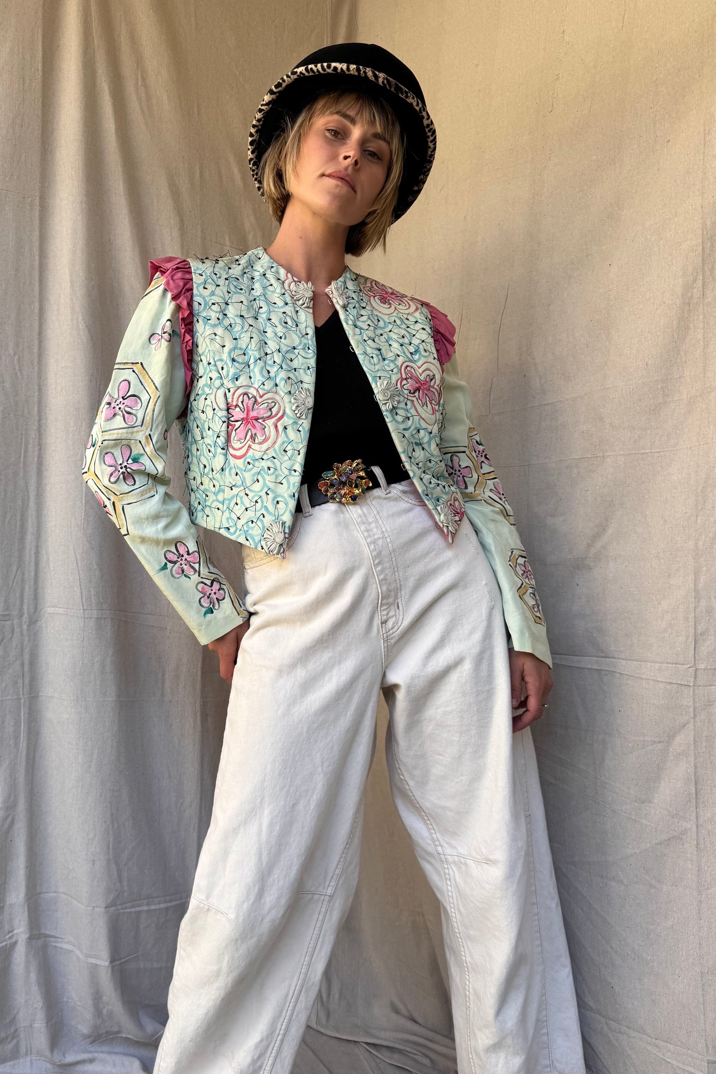 The Tallulah Hand Painted Silk Bolero