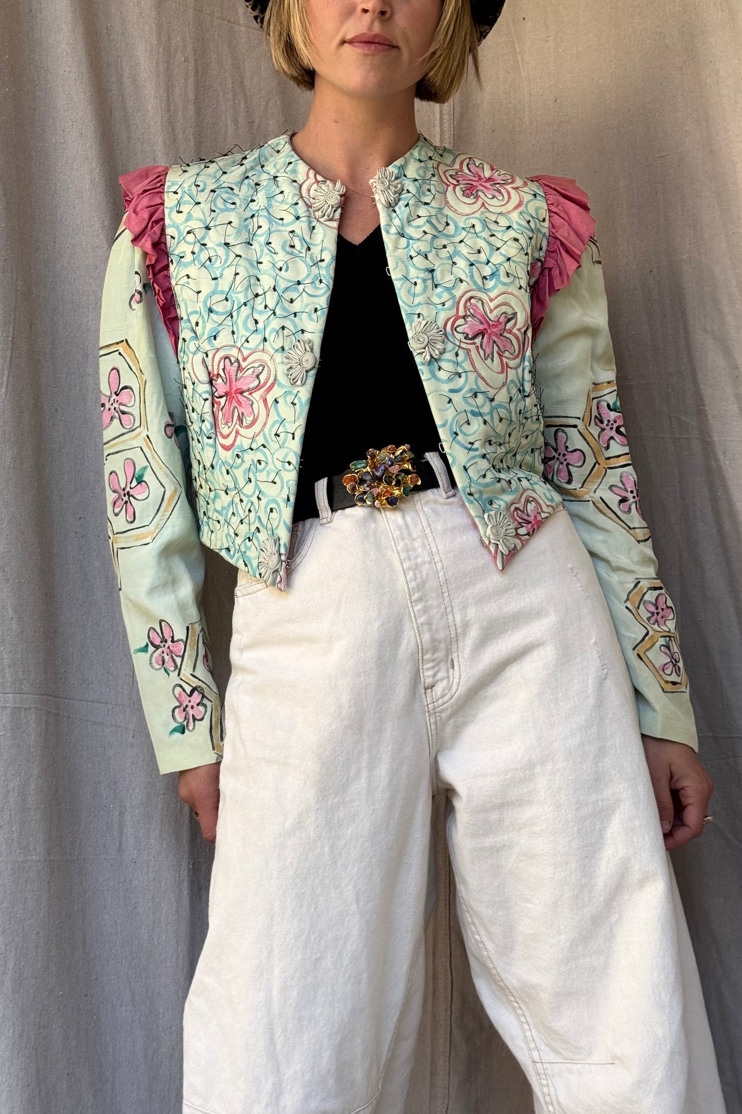 The Tallulah Hand Painted Silk Bolero