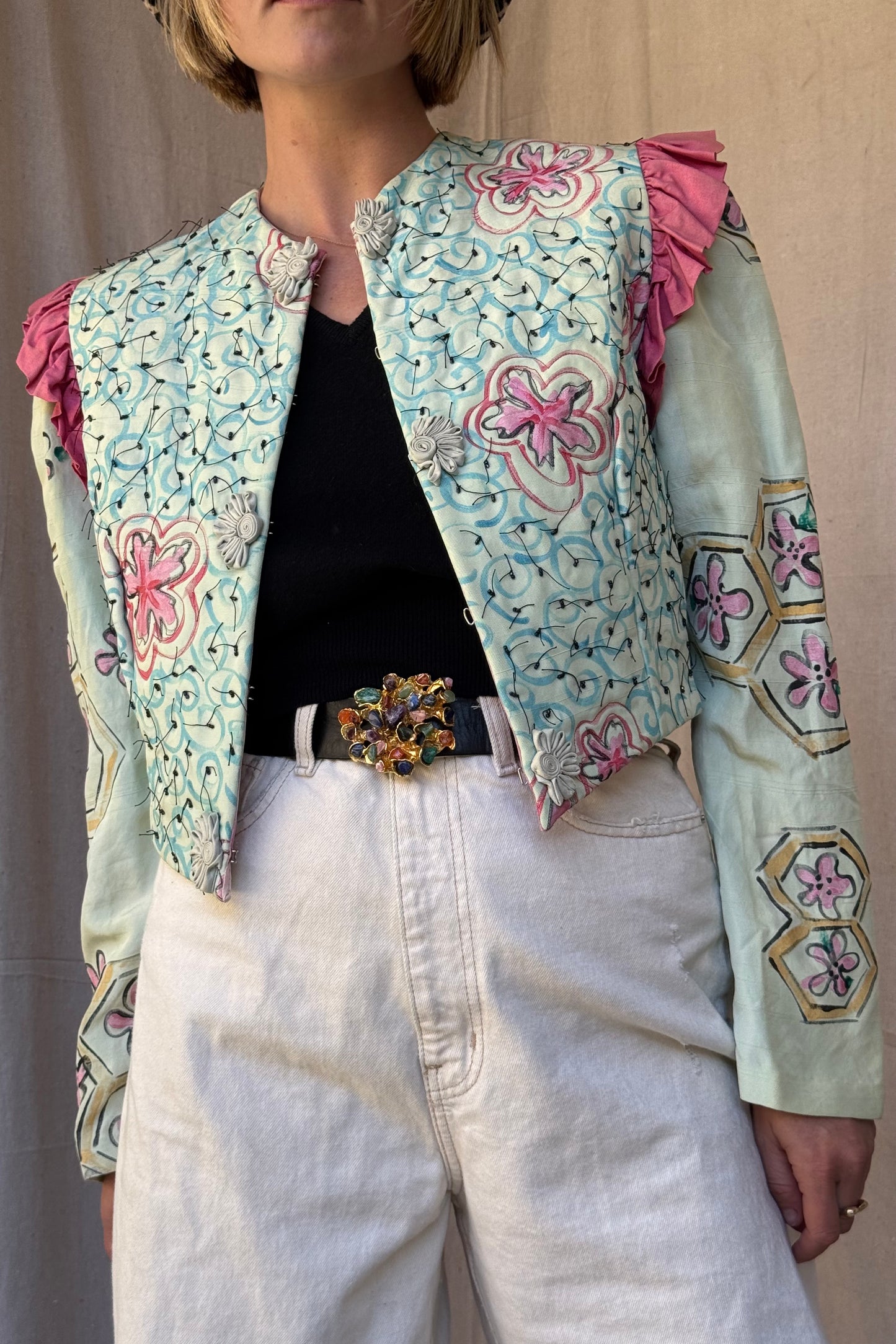 The Tallulah Hand Painted Silk Bolero