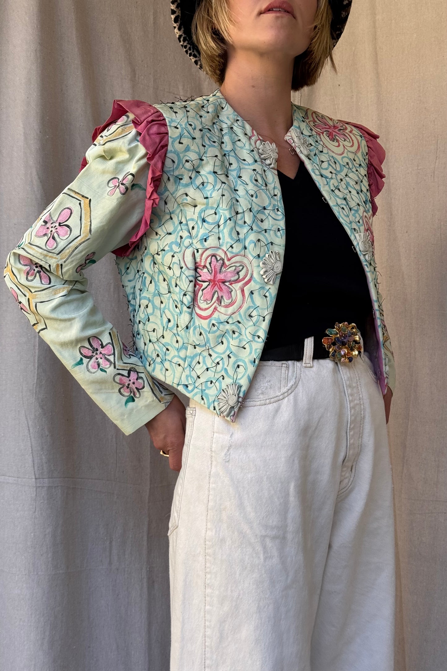 The Tallulah Hand Painted Silk Bolero