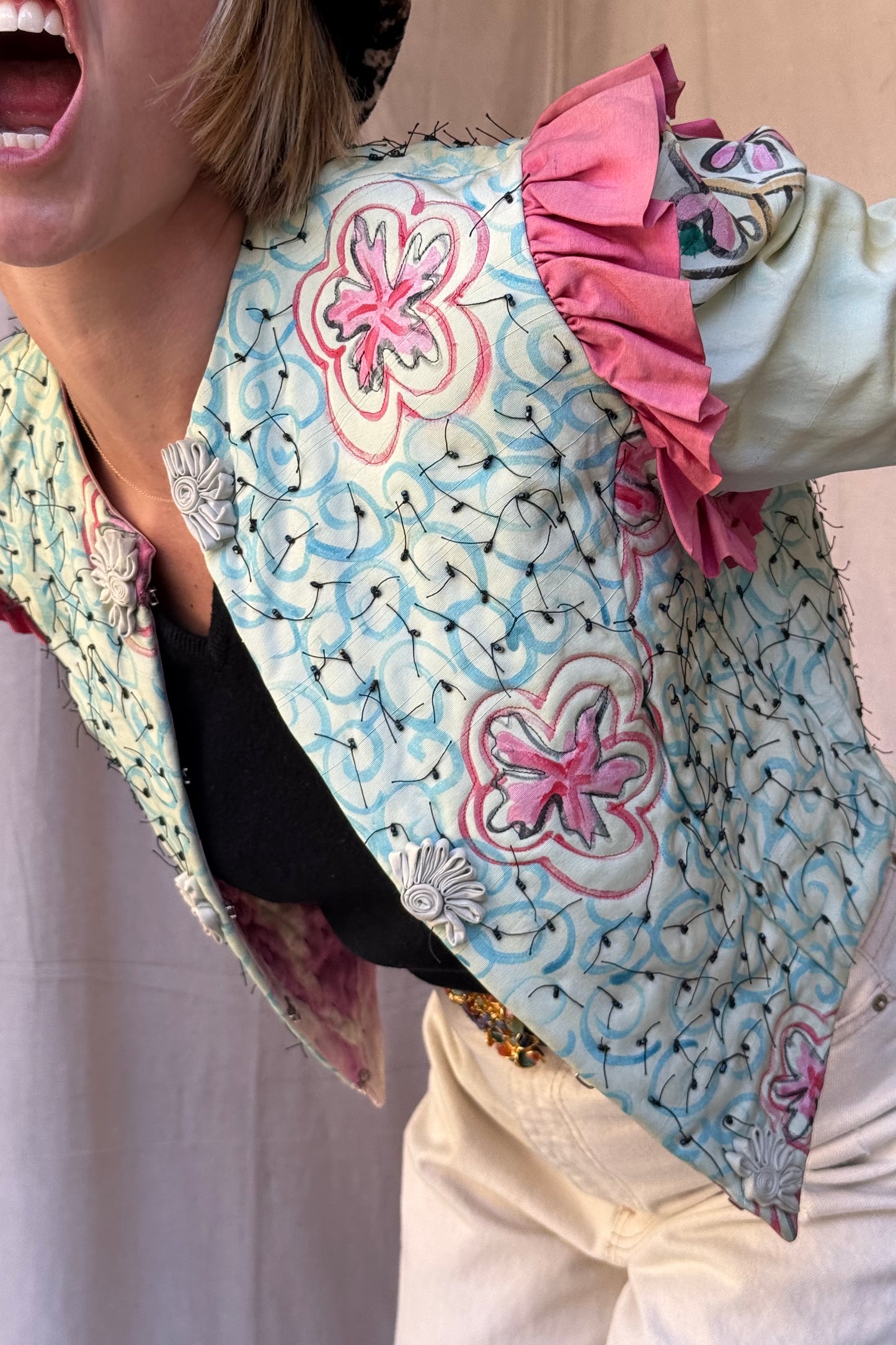 The Tallulah Hand Painted Silk Bolero