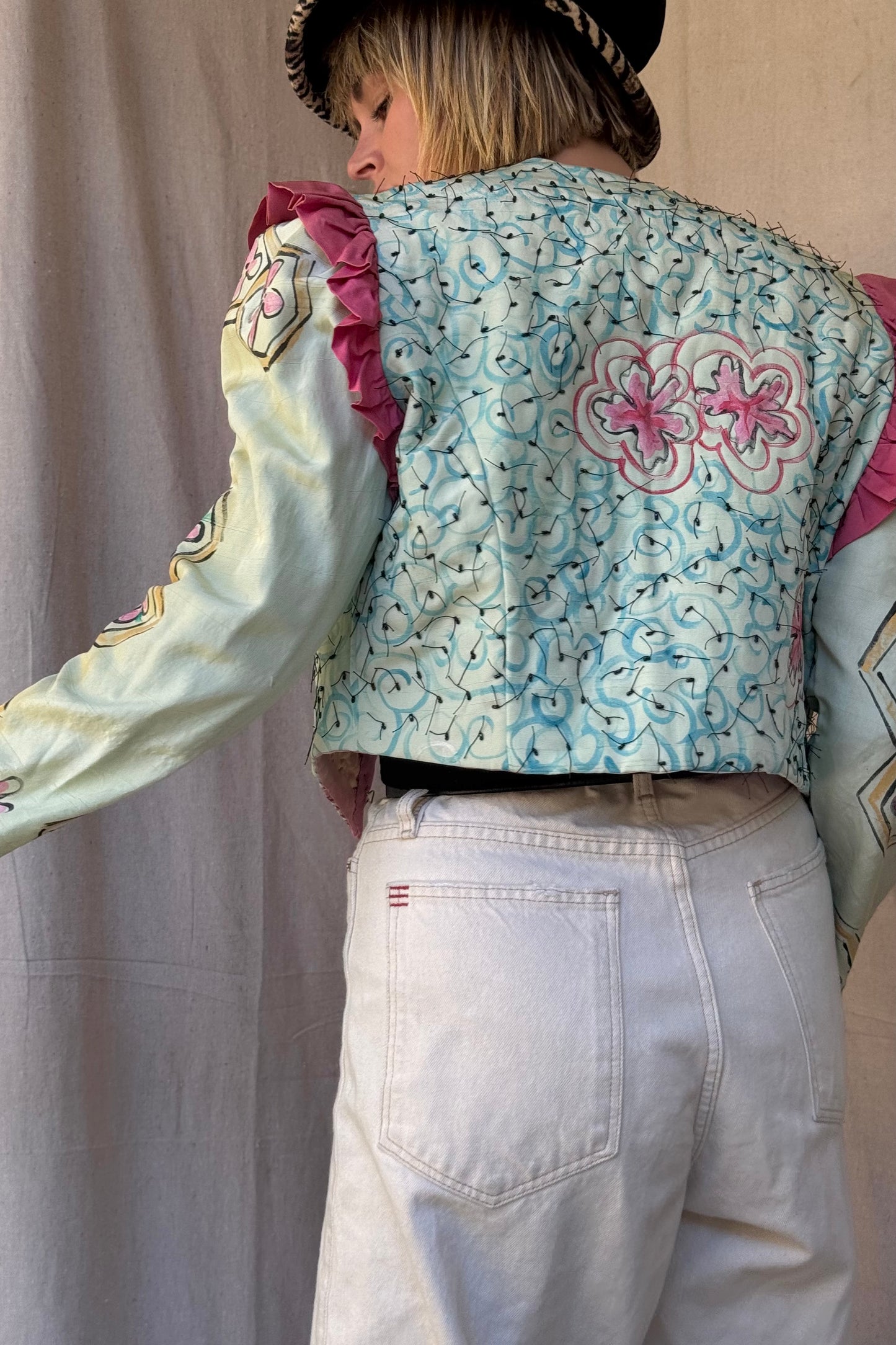 The Tallulah Hand Painted Silk Bolero