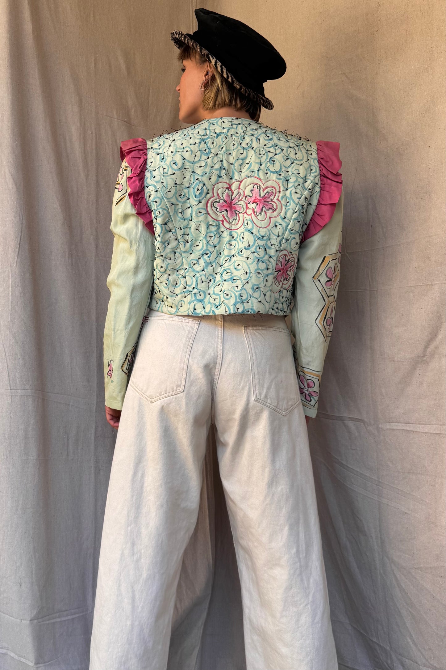 The Tallulah Hand Painted Silk Bolero