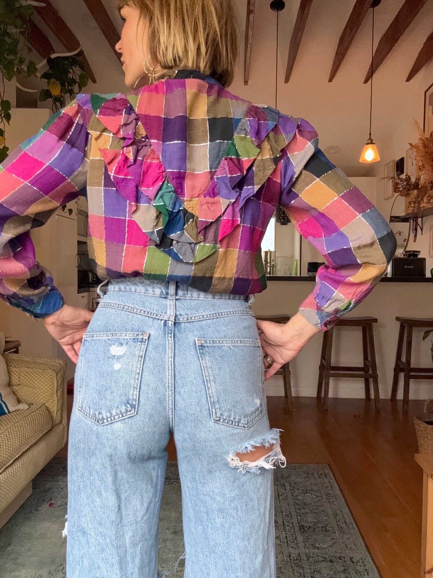 The 1970s Loretta Plaid Blouse