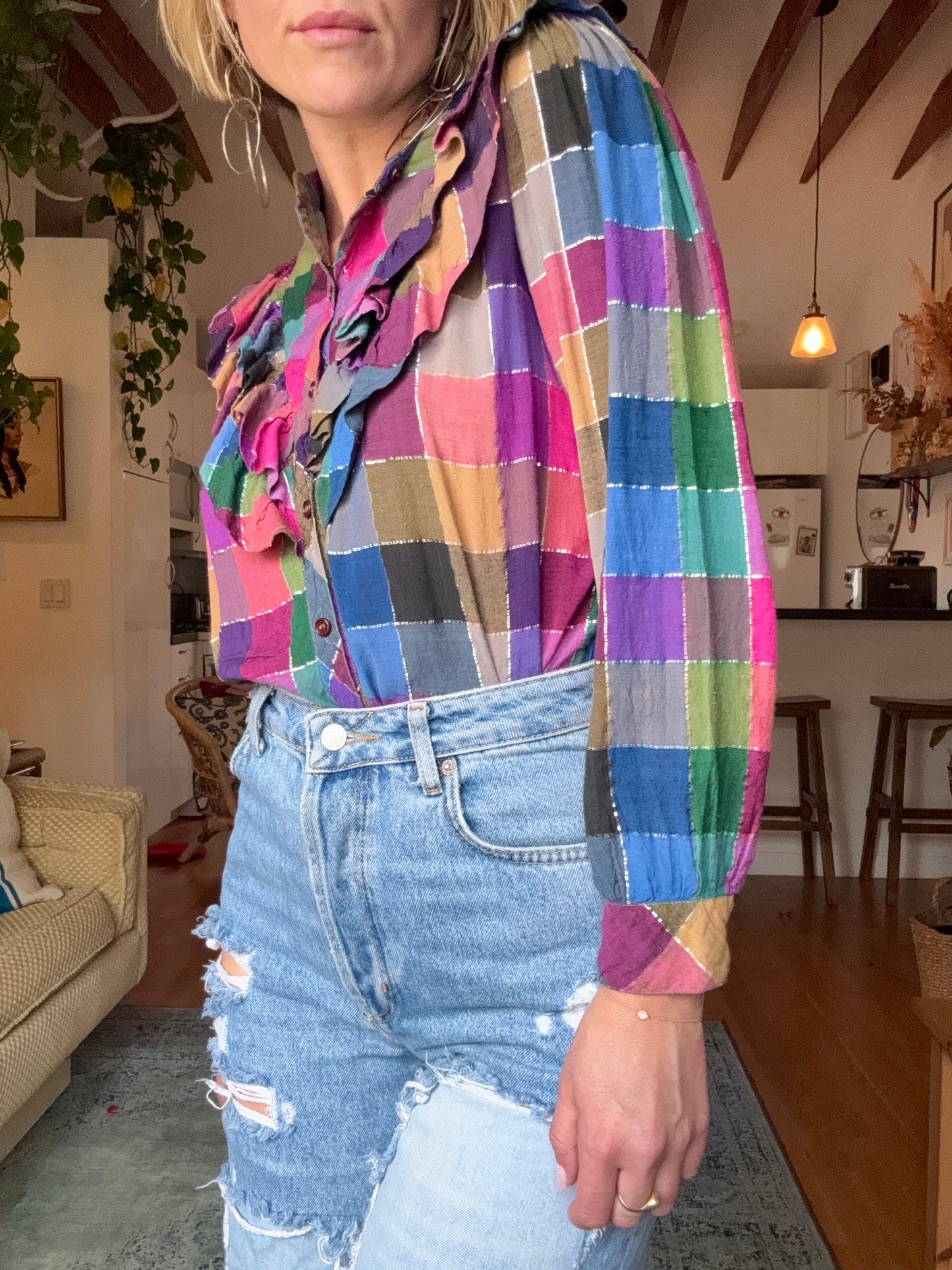 The 1970s Loretta Plaid Blouse