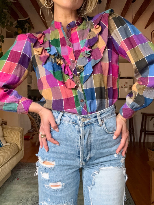 The 1970s Loretta Plaid Blouse