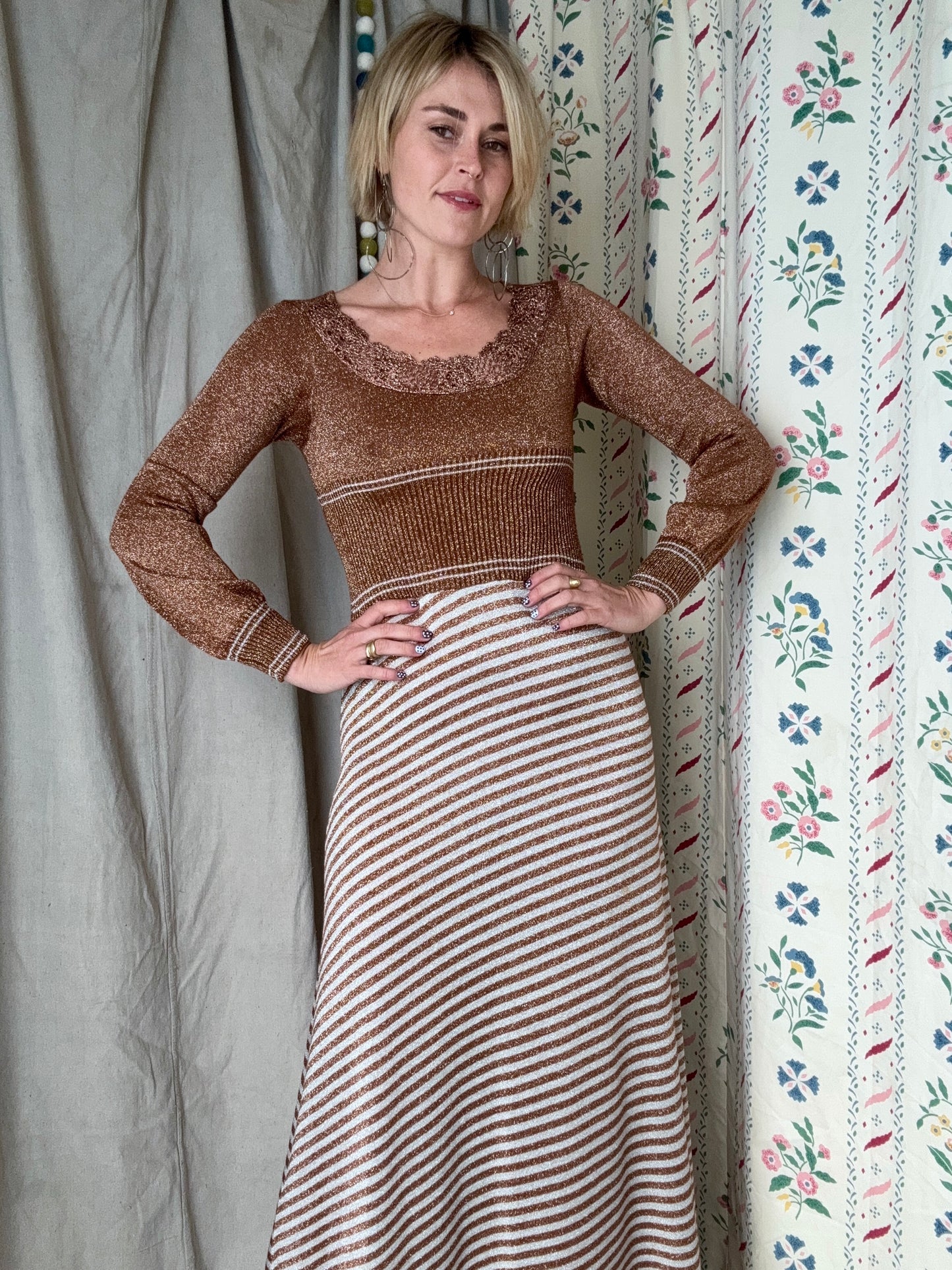 The Ingrid 1970s Knit Maxi Dress
