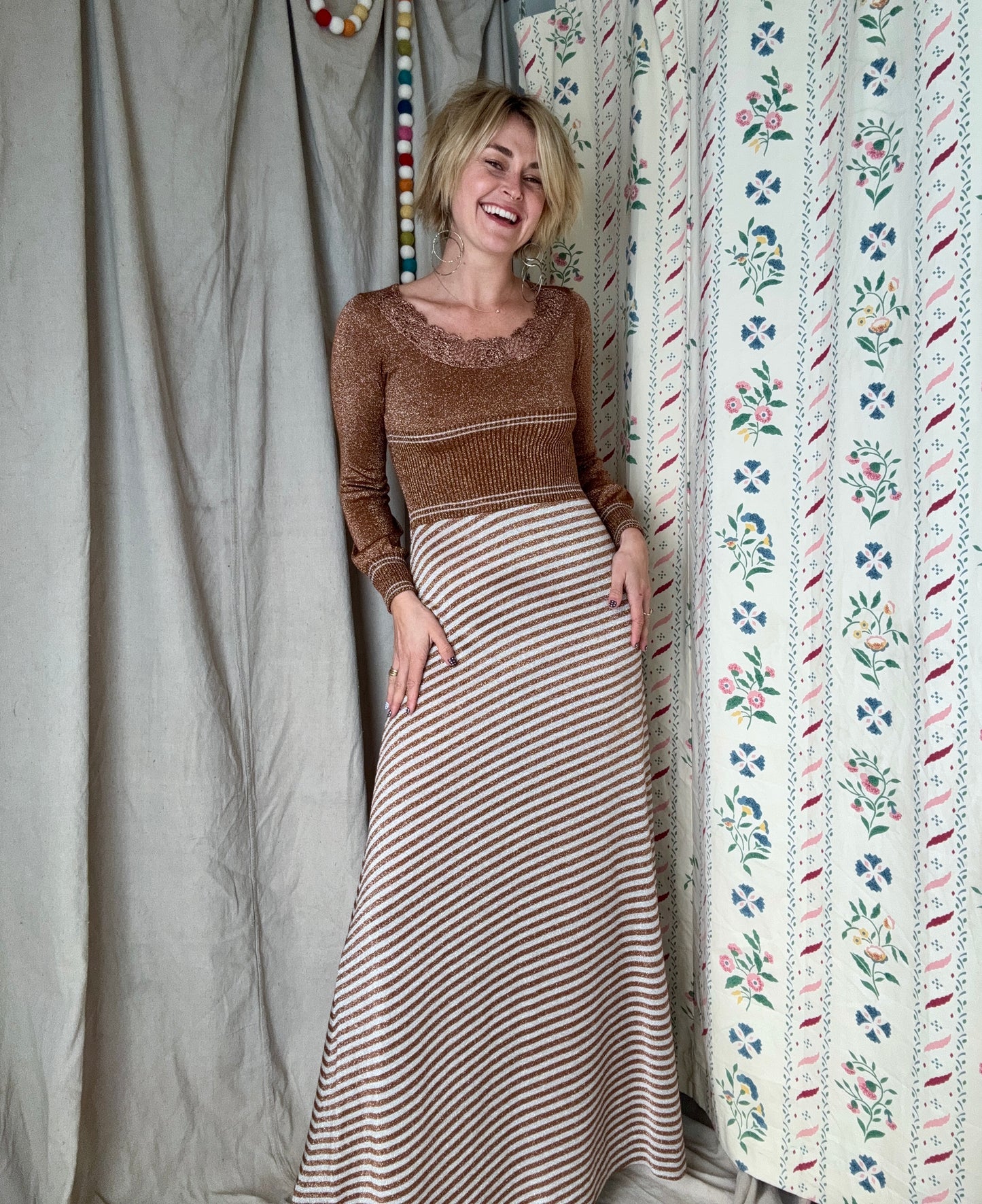 The Ingrid 1970s Knit Maxi Dress