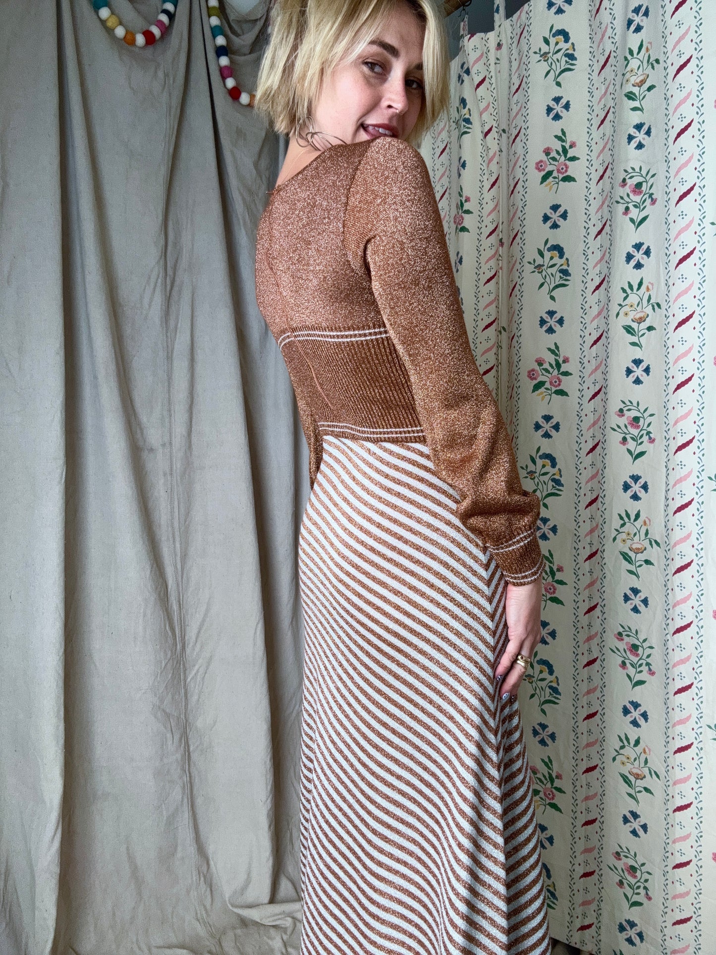 The Ingrid 1970s Knit Maxi Dress