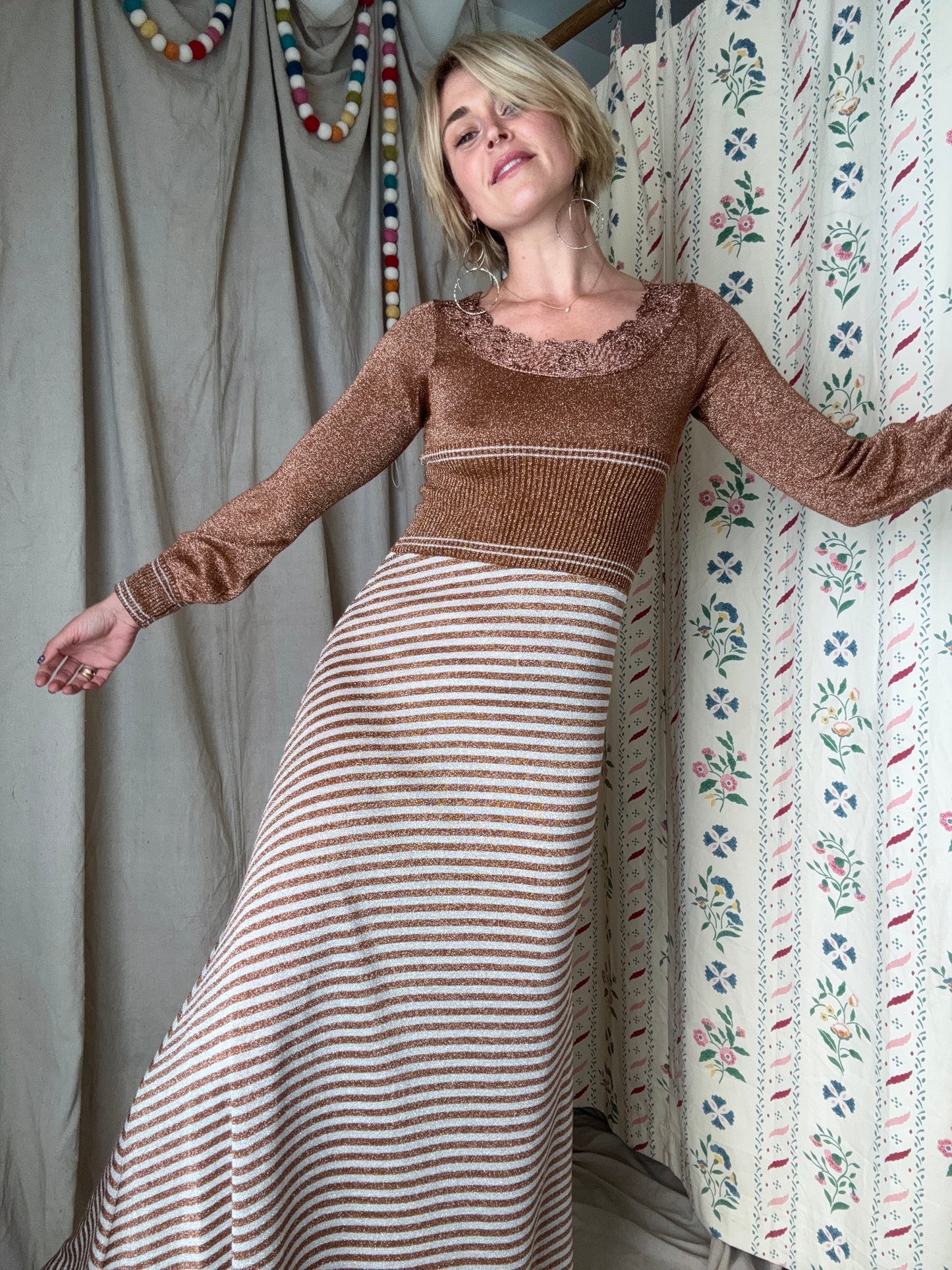 The Ingrid 1970s Knit Maxi Dress