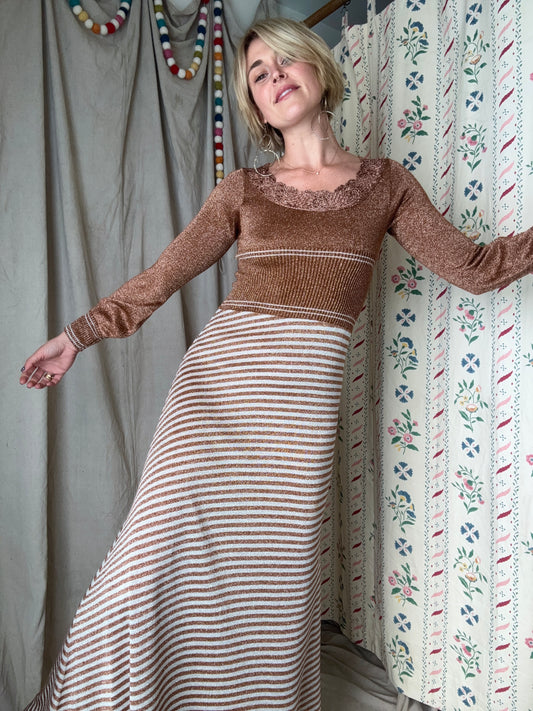 The Ingrid 1970s Knit Maxi Dress
