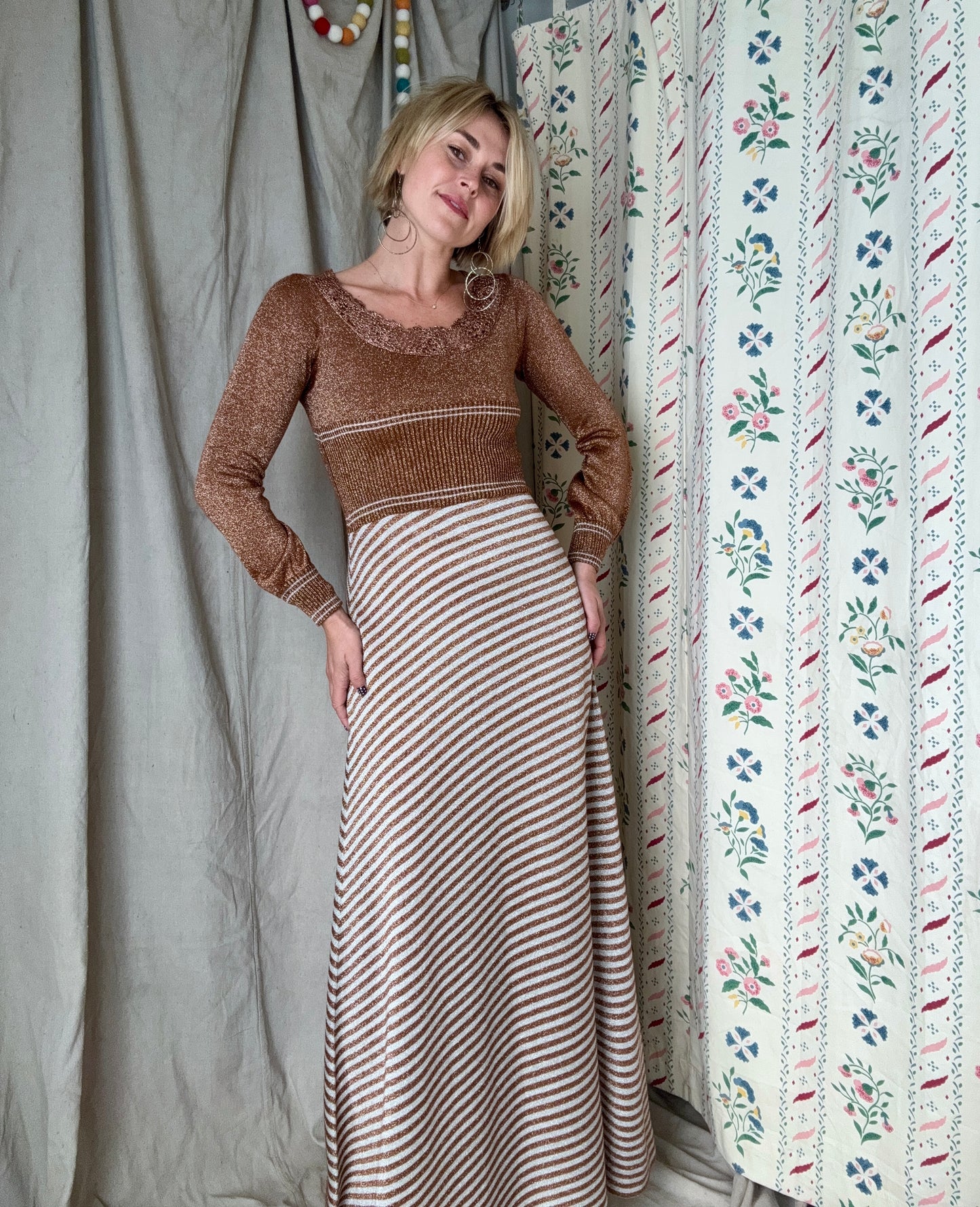 The Ingrid 1970s Knit Maxi Dress