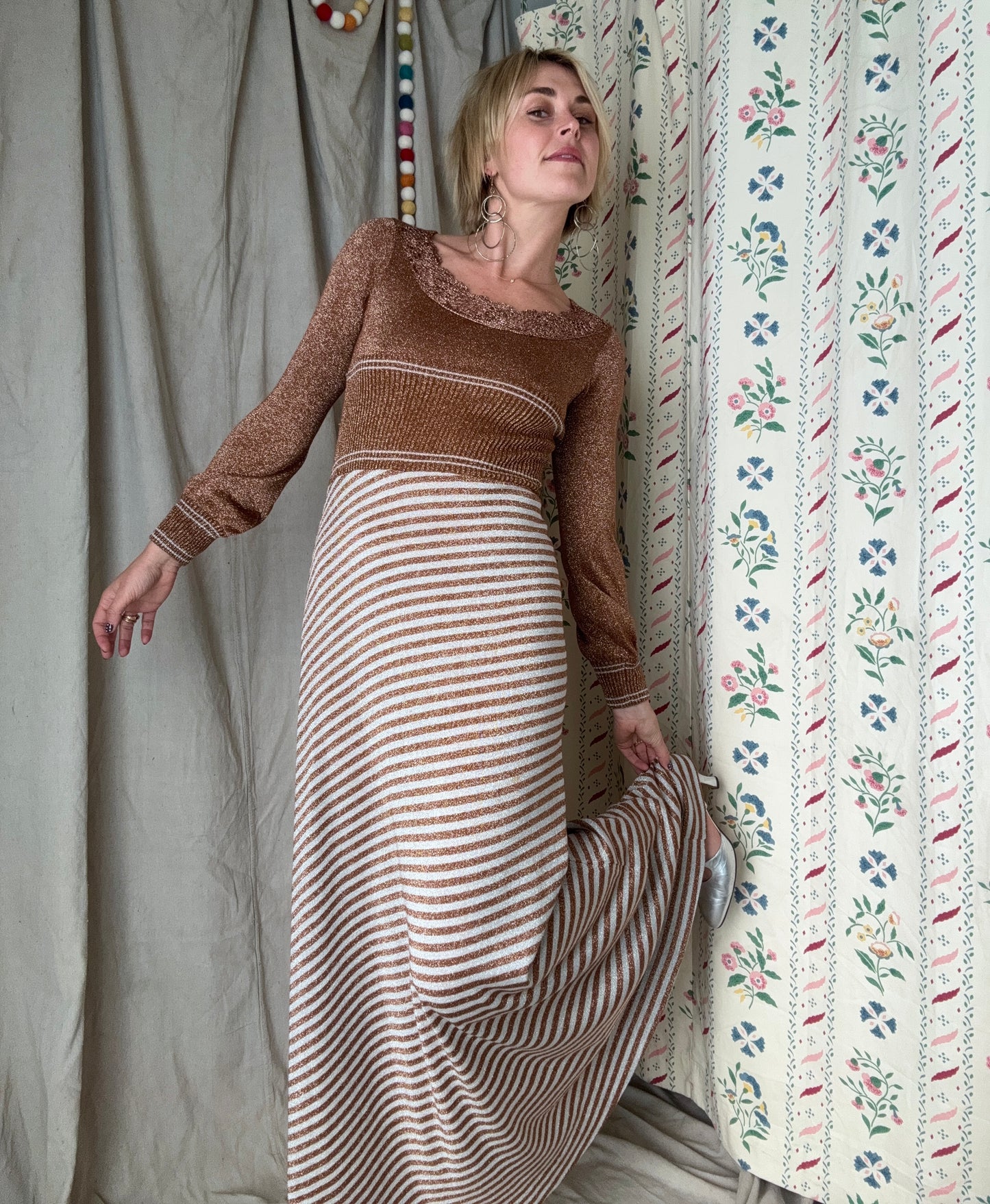 The Ingrid 1970s Knit Maxi Dress